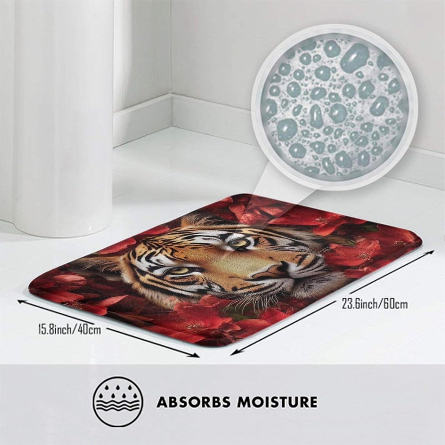 BoomDragon Anti-Slip Memory Foam Bath Mat - 16x24 Inch
