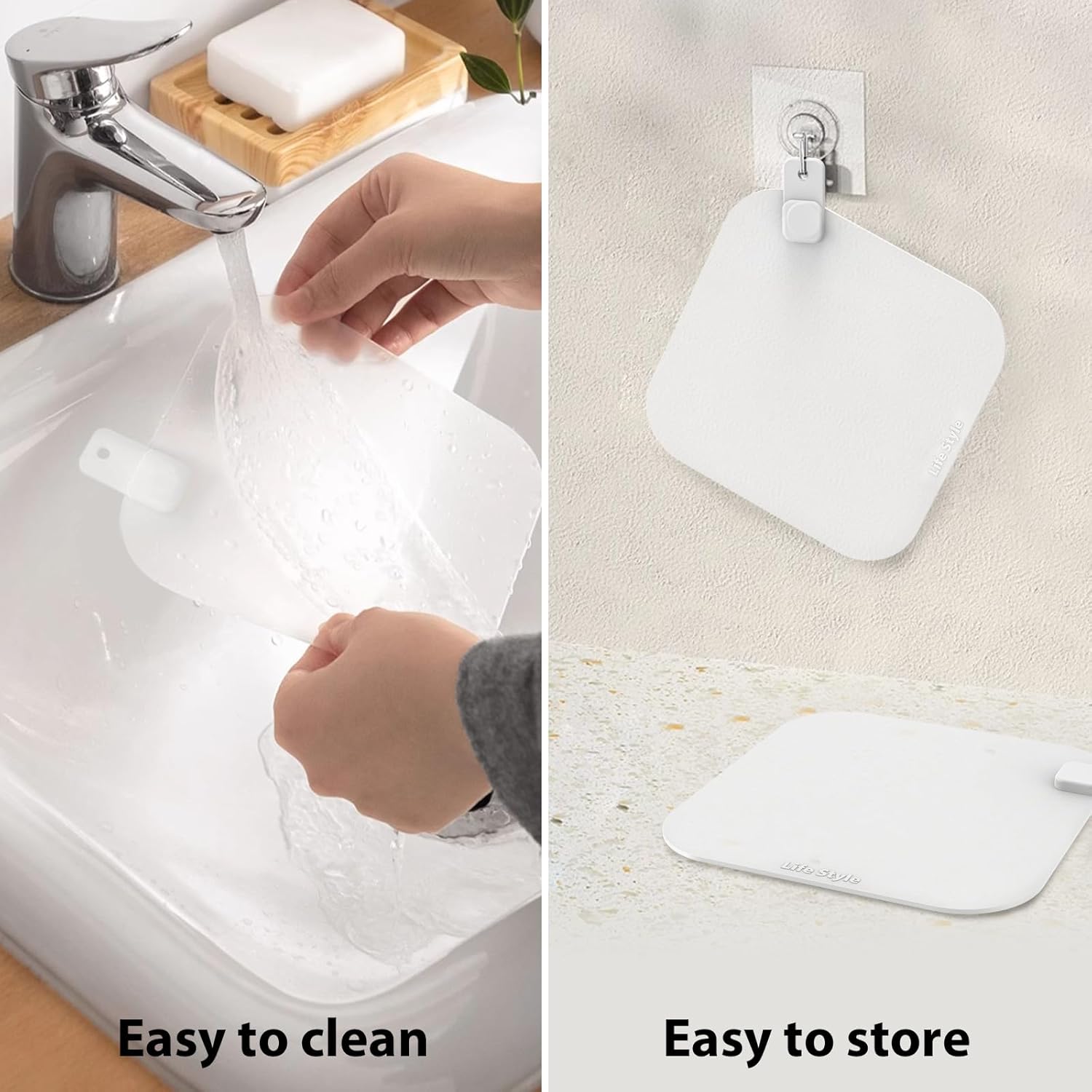 OKeanu Silicone Floor Drain Anti-Odor Mat 2 Pack White