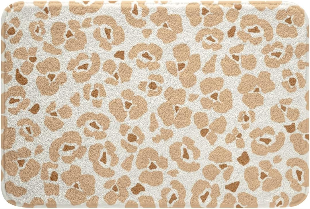 Castle Fairy Light Brown Leopard Print Bath Mat Non-Slip Absorbent 16x24 Floor Mat for Home