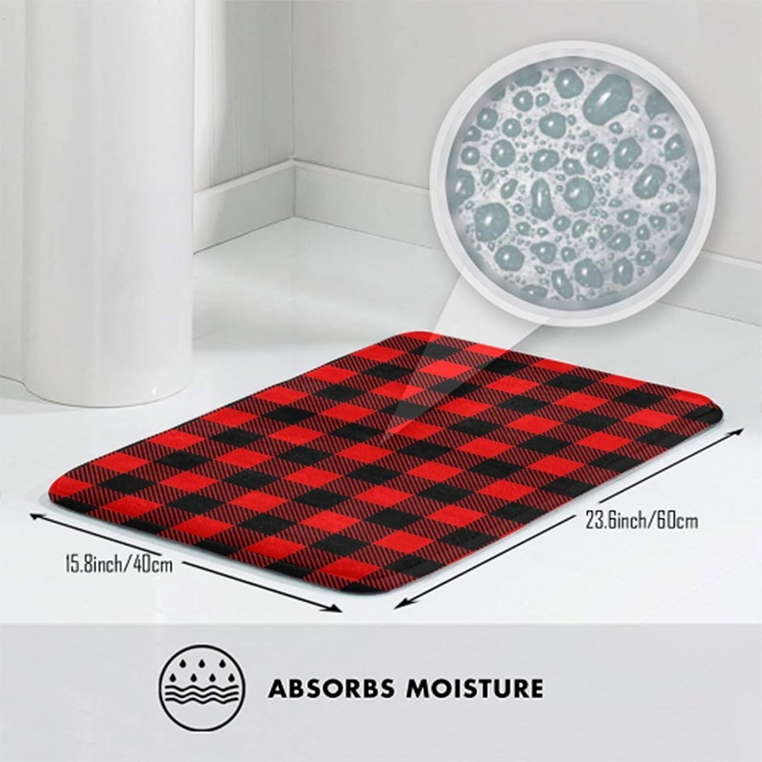 OXJOIIS Bath Mat Rug Non-Slip Quick Dry Absorbent