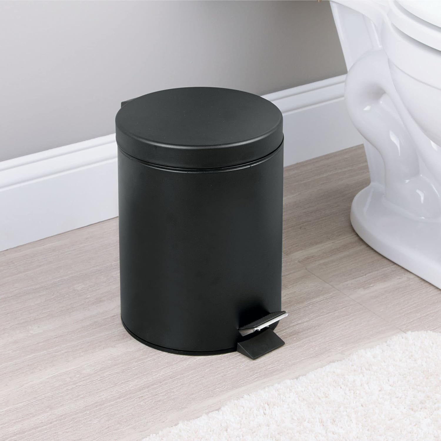 mDesign Toilet Brush Step Trash Can Combo Set 1