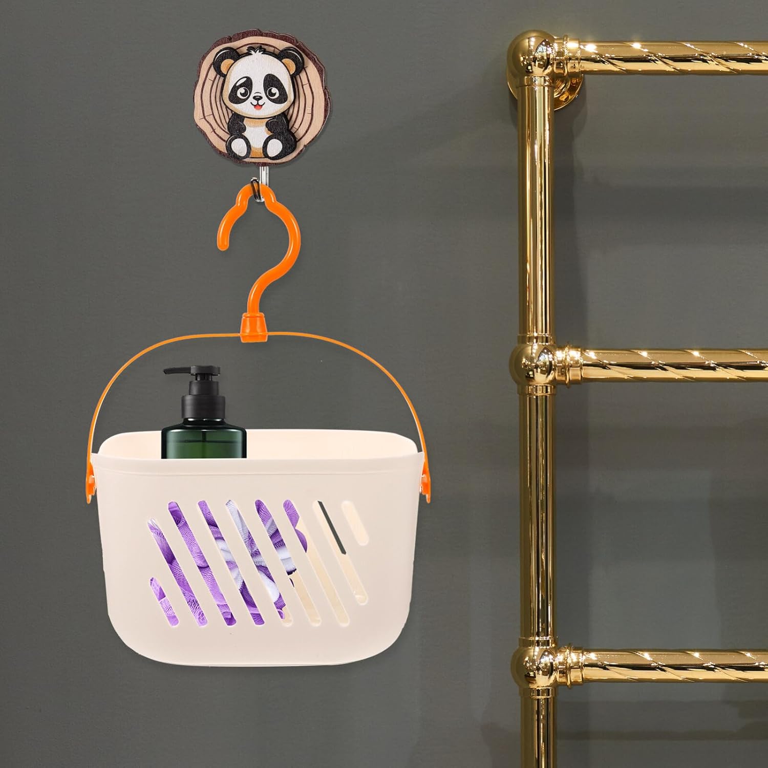 Ciieeo Hanging Shower Basket with Hooks and Drainage