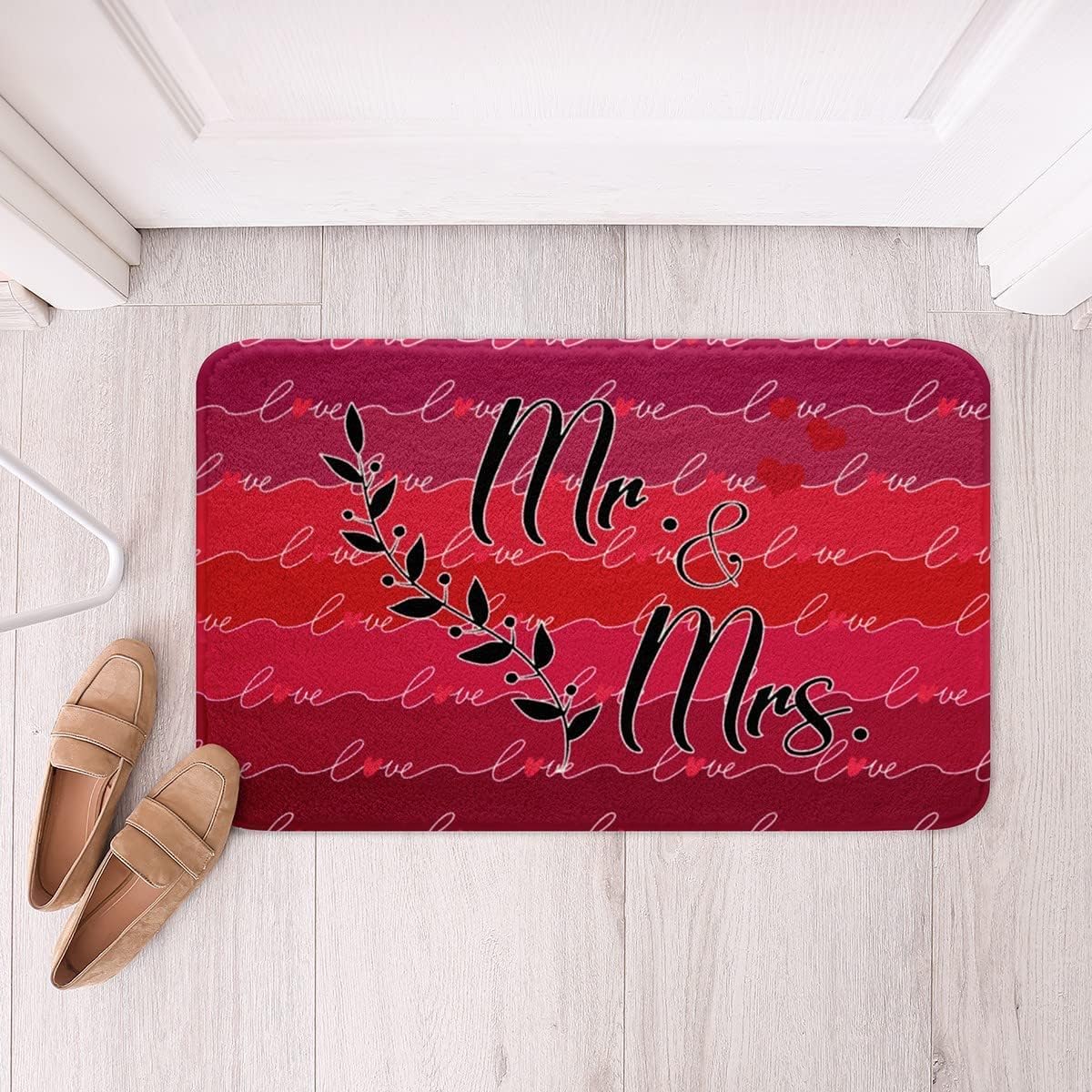 Mr Right Mrs Right Love Heart Bath Rug Non-Slip Door Mat