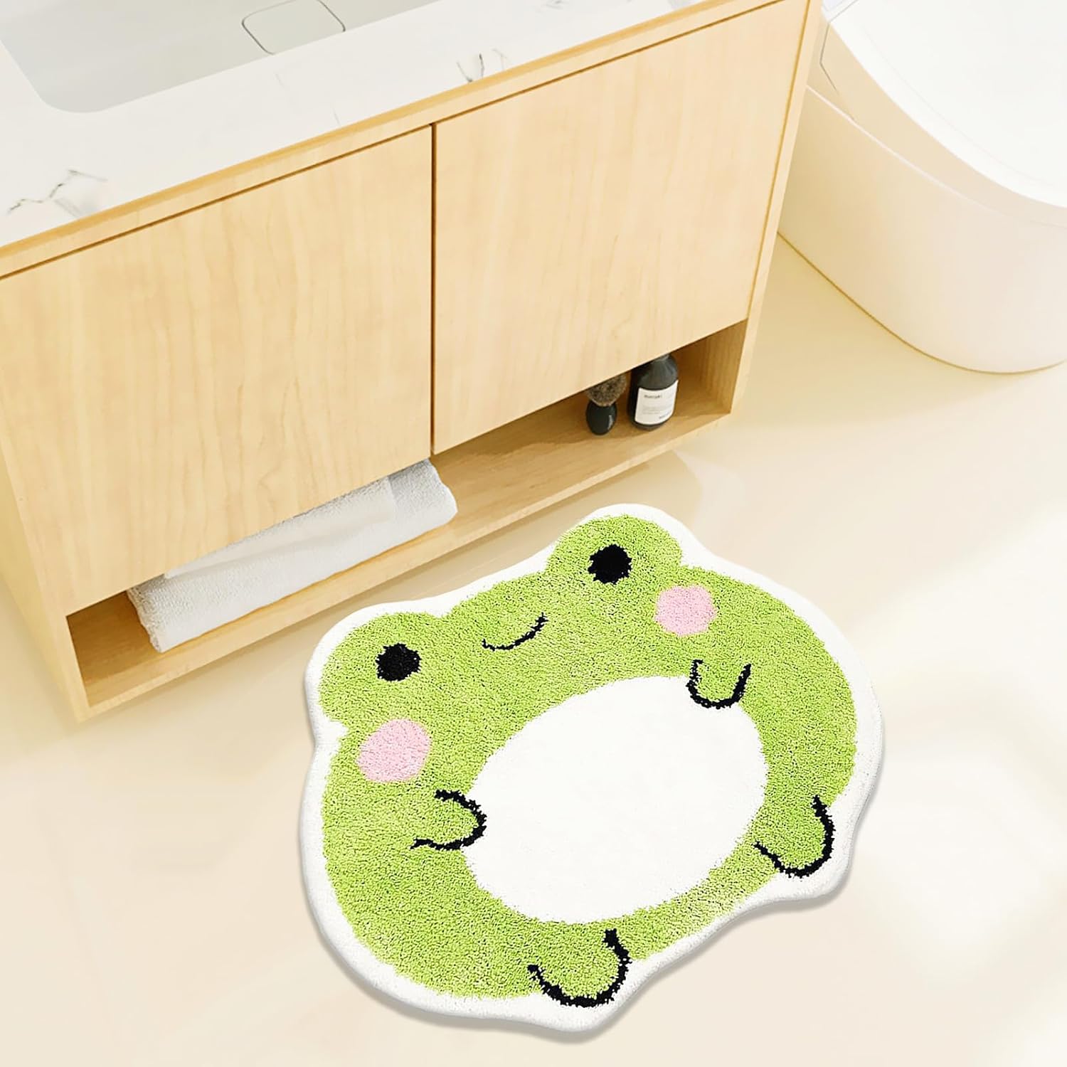 UKELEL Cute Frog Shape Bath Mat for Kids