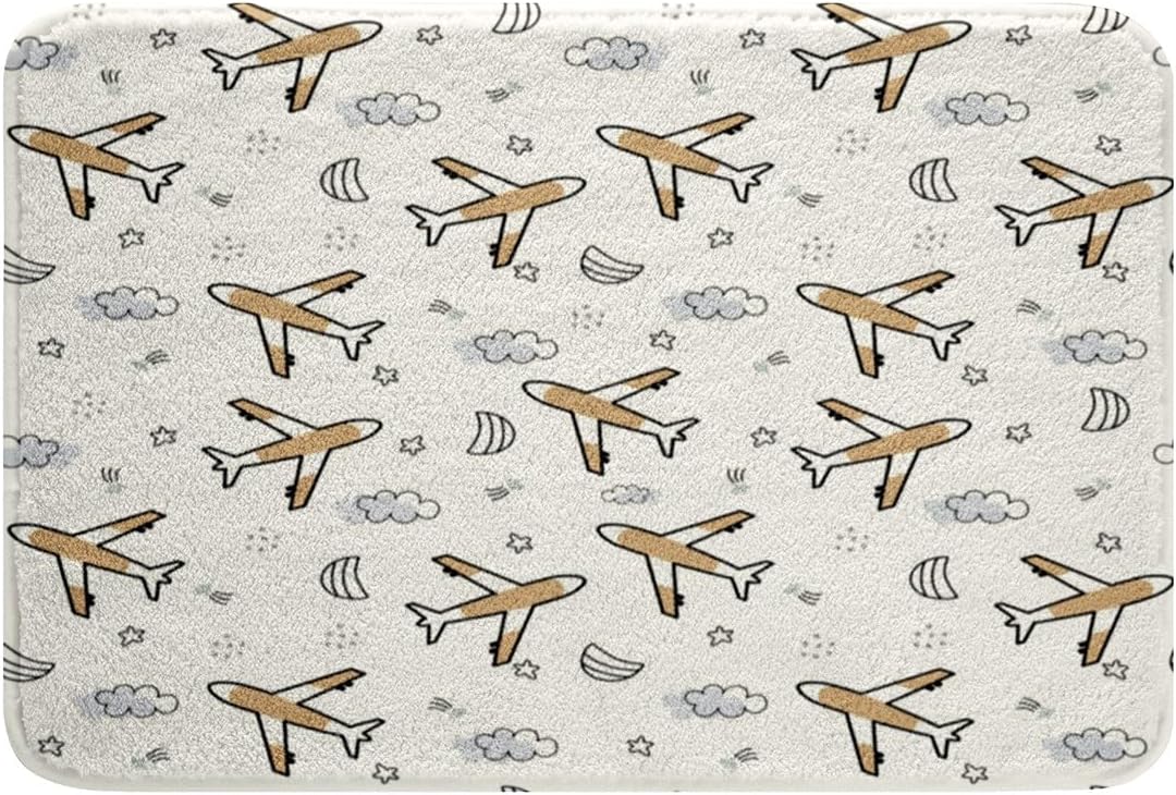 Feelyou Cartoon Aircraft Bath Rug 16x24 Inches