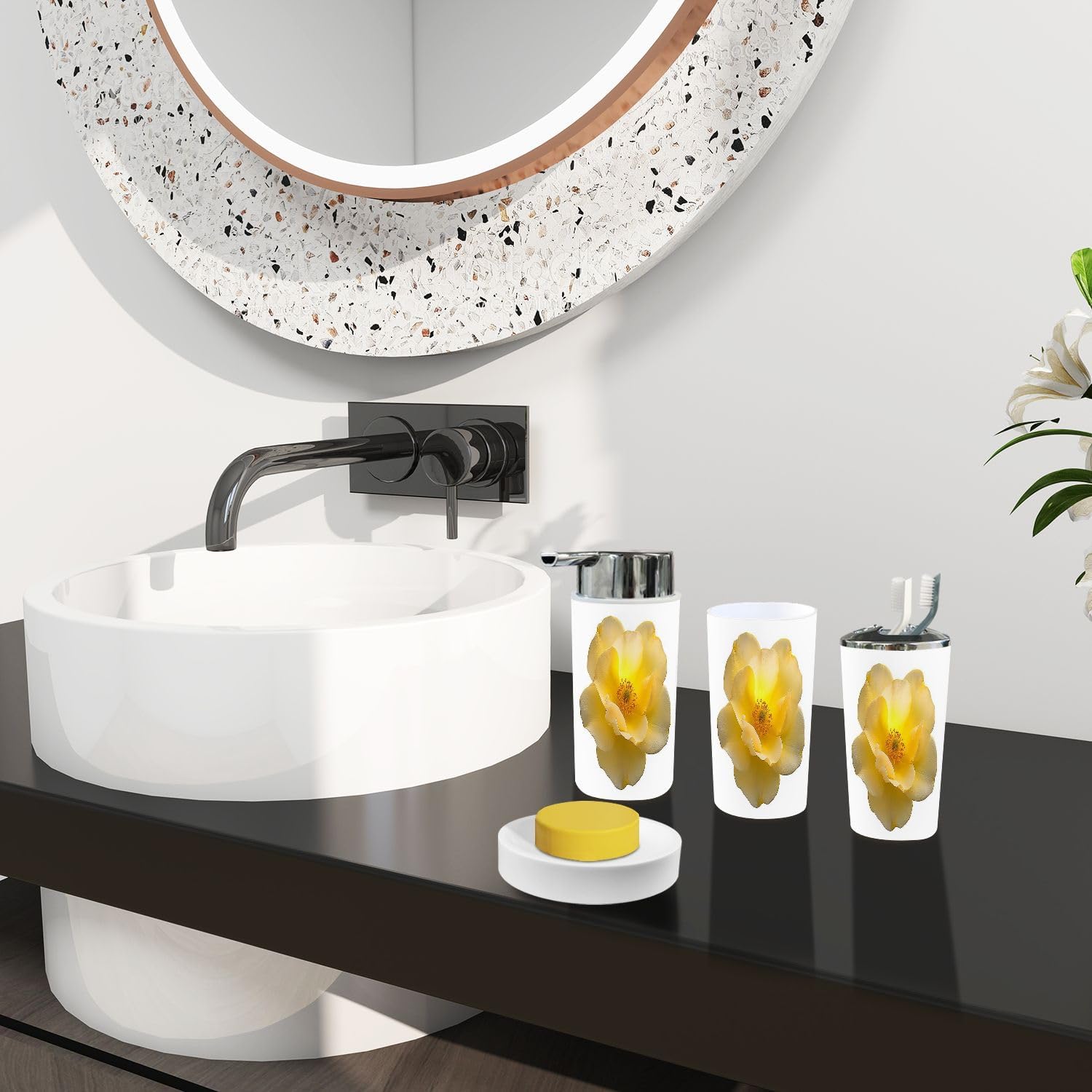 Boho Rose Bathroom Accessories Set 6 Piece