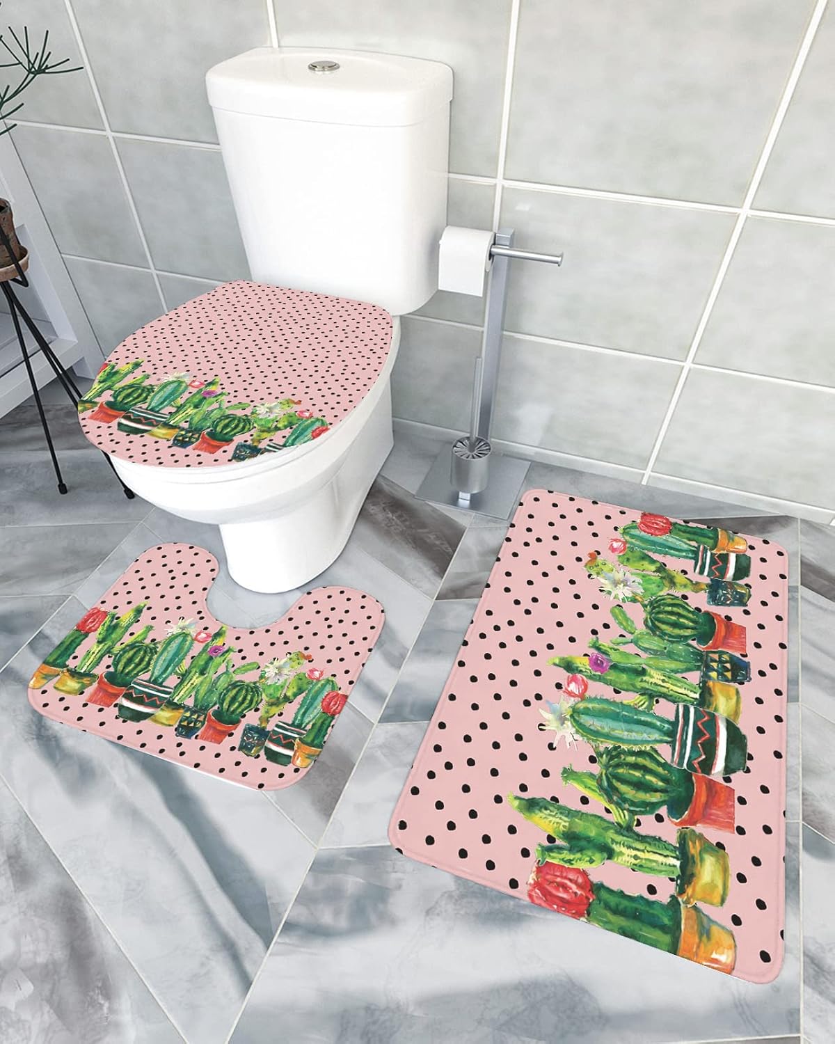 YESOF66 3 Piece Bathroom Rug Set with Non-Slip Dots
