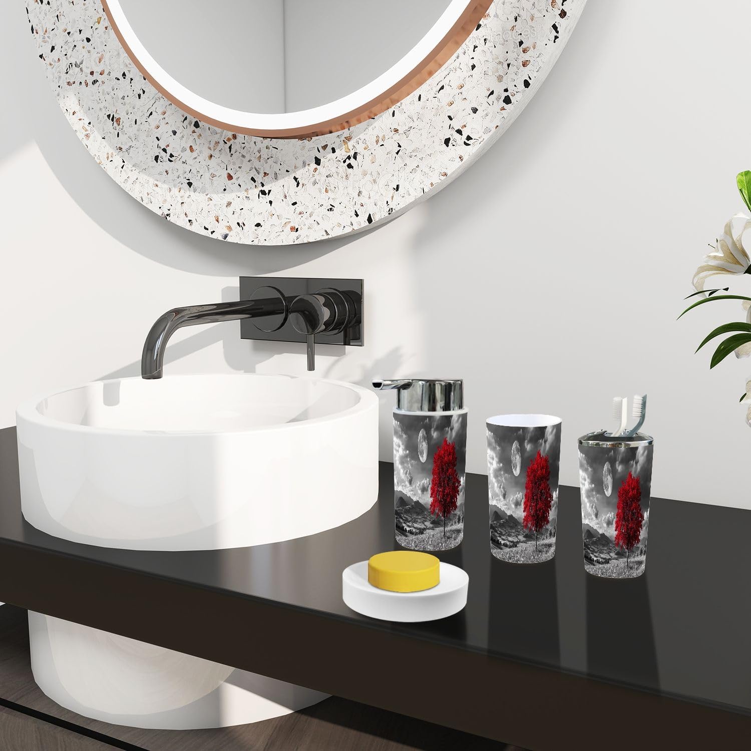 Boho Bathroom Accessory Set 6 Piece Modern Elegant