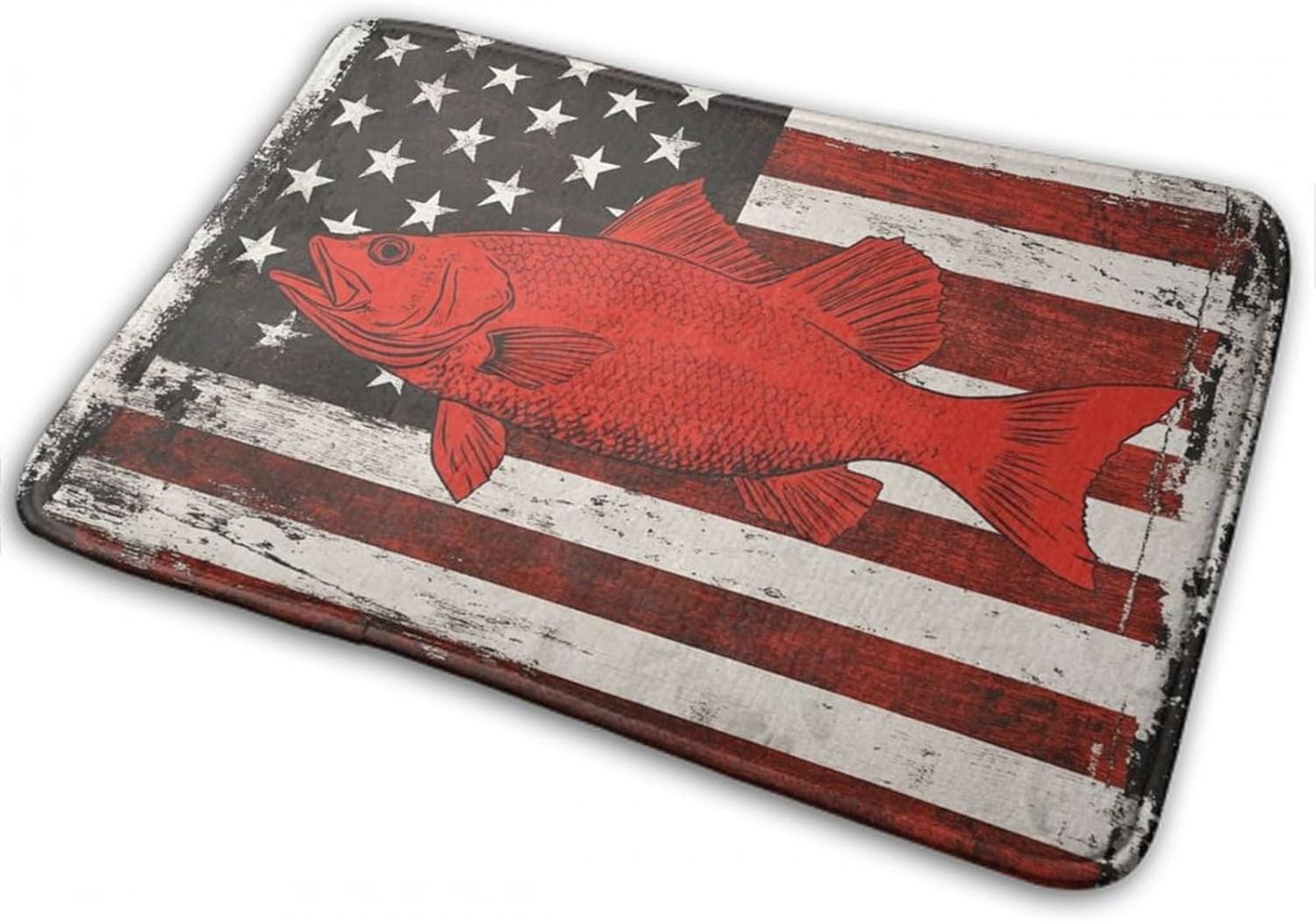BoomDragon Non-Slip Bath Rug with Vintage American Flag Design