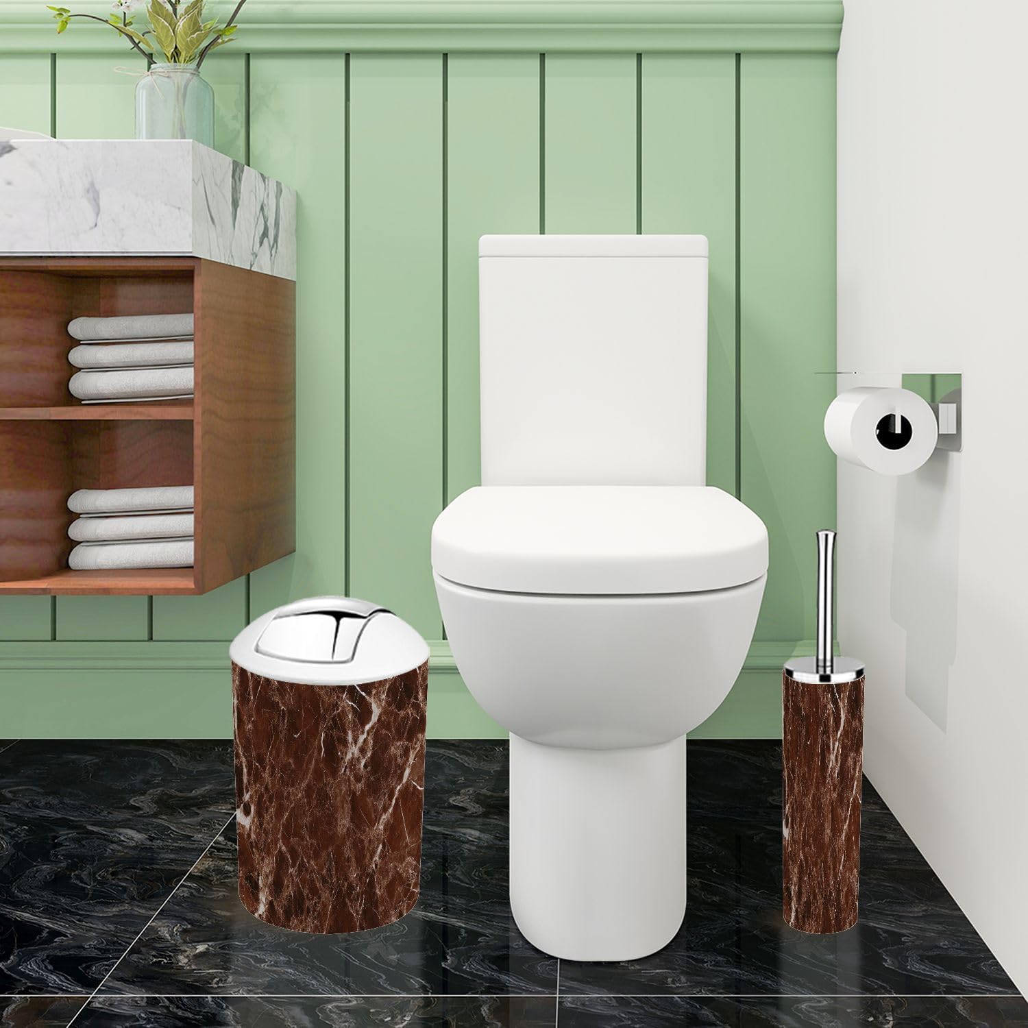 Boho Brown Bathroom Accessory Set 6 Piece