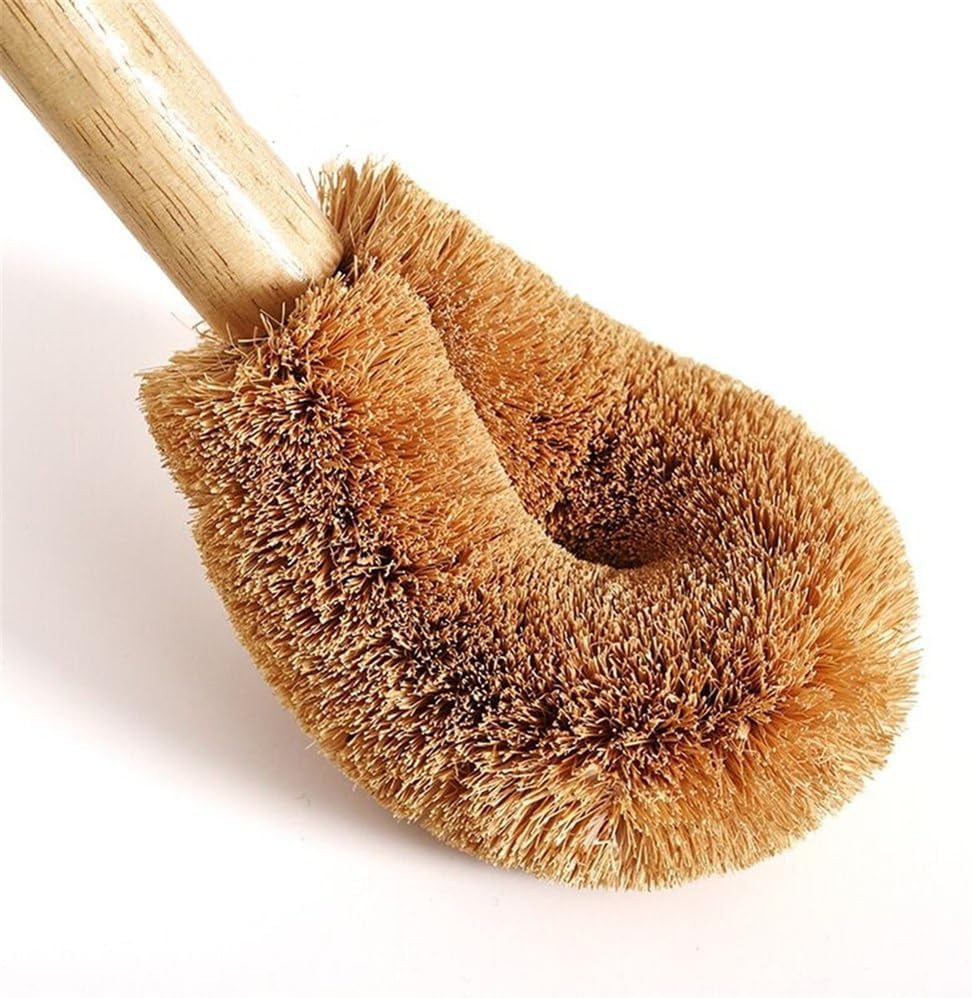 Qiny Toilet Brush 2 Pack Natural Coconut Fiber Beech Wood Handle