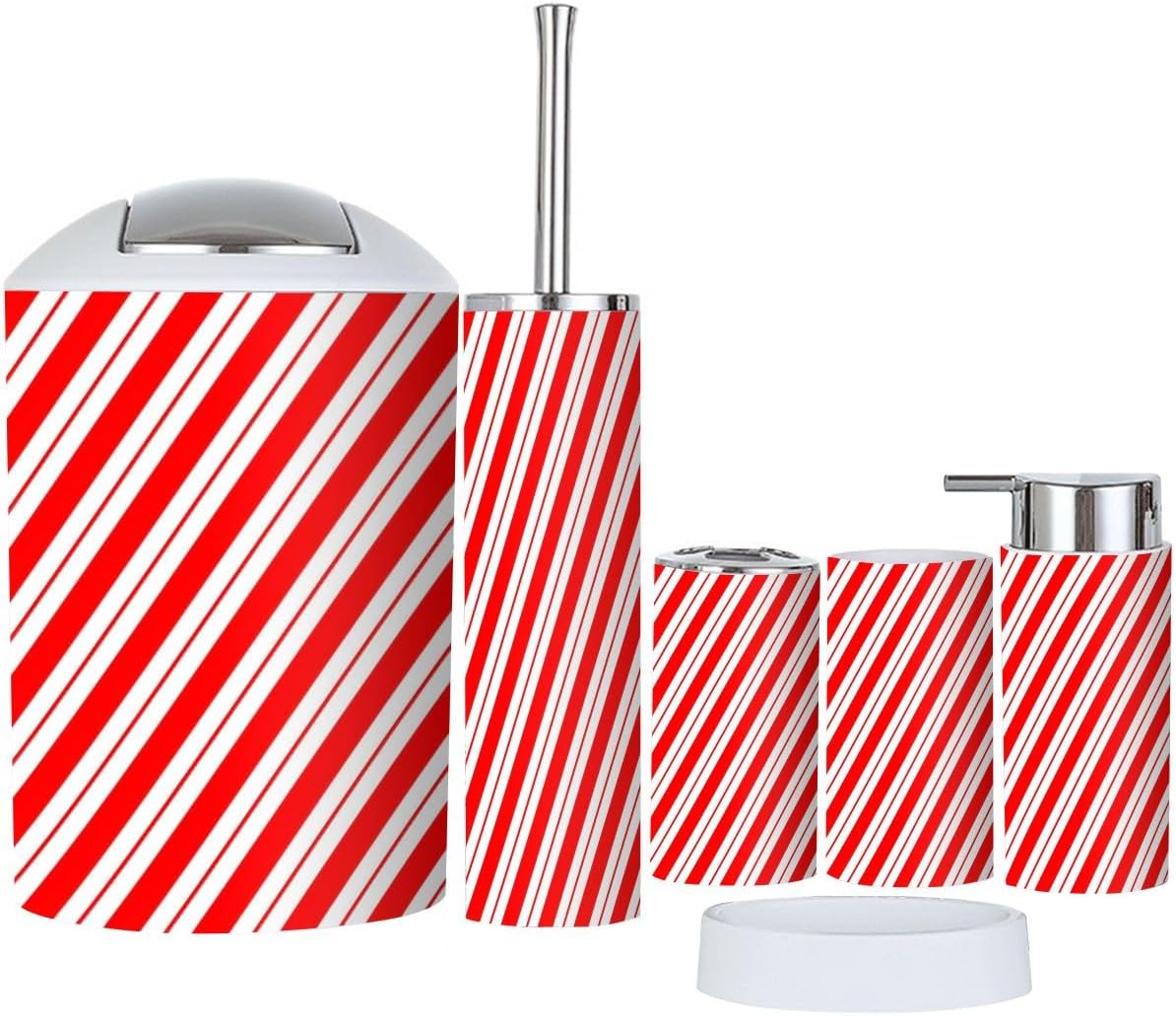 Boho Christmas Stripes 6-Piece Bathroom Accessory Set