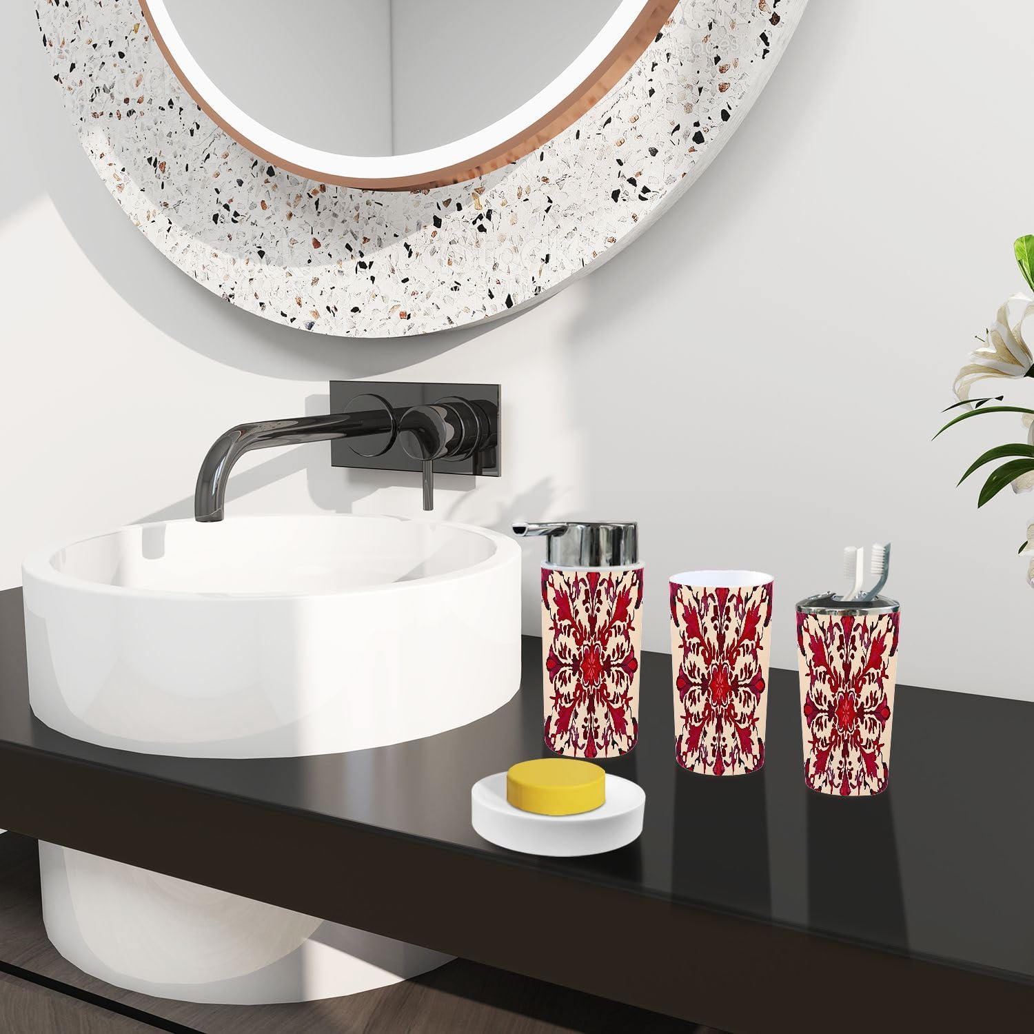 Boho Snowflakes Bathroom Accessory Set 6 Piece
