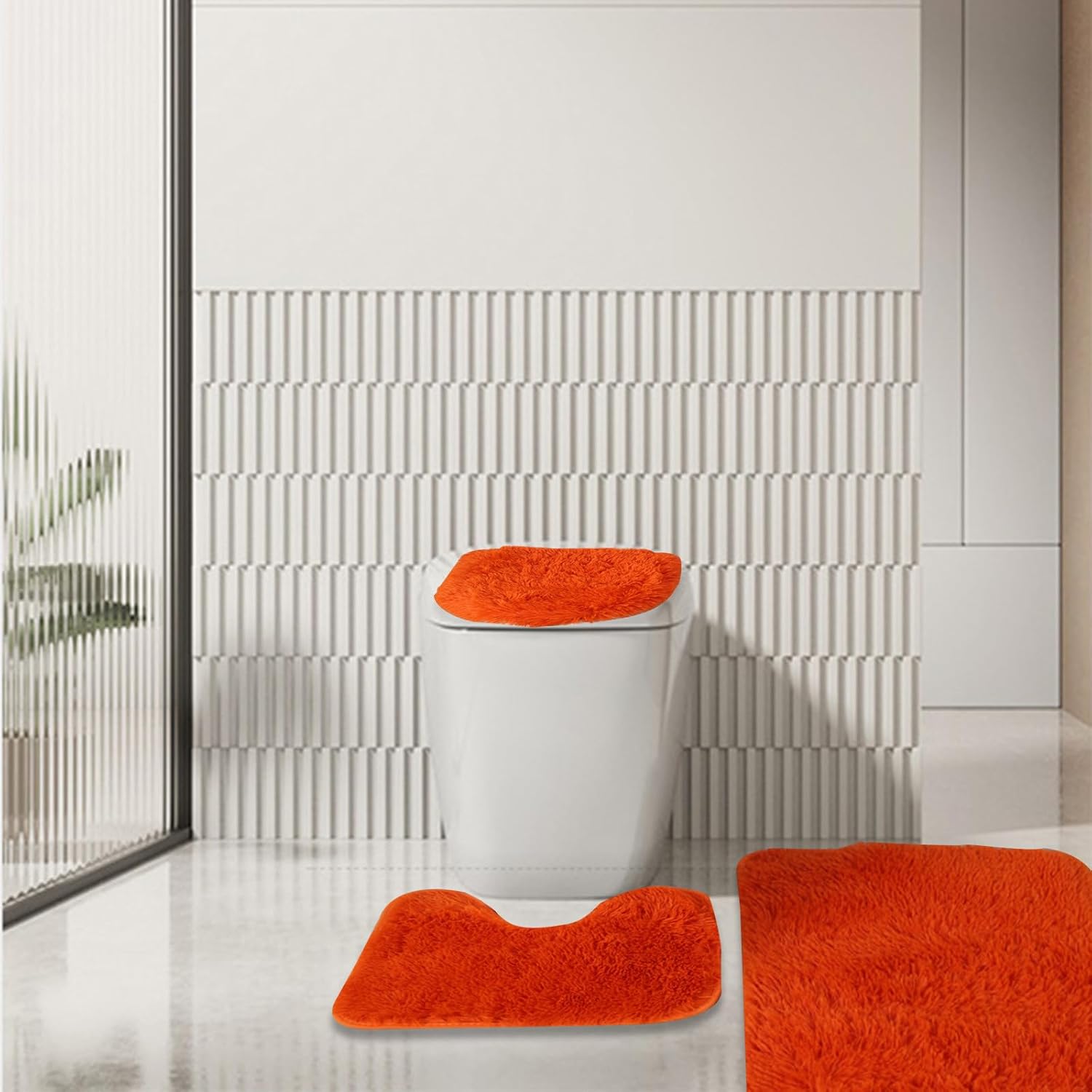 3 Piece Non Slip Bath Rugs Set - Soft Microfiber Carpets