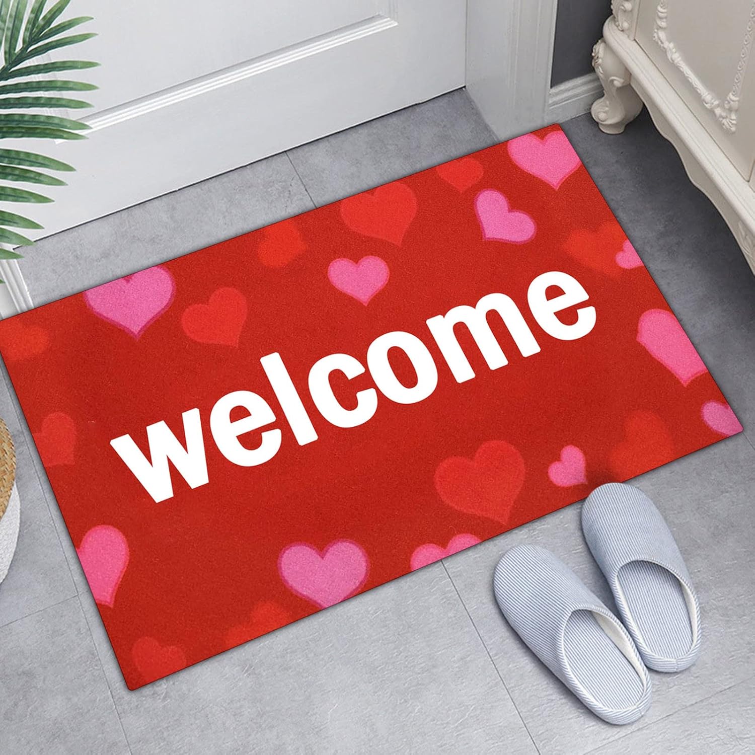 Valentines Day Retro Non Slip Bath Mat with Colored Gnomes