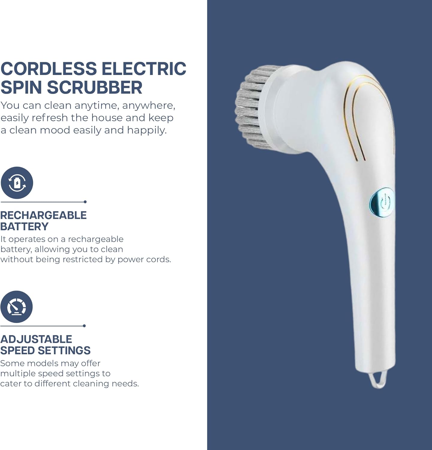 ZZ LIFE 5-in-1 Electric Scrubber with 5 Replaceable Heads