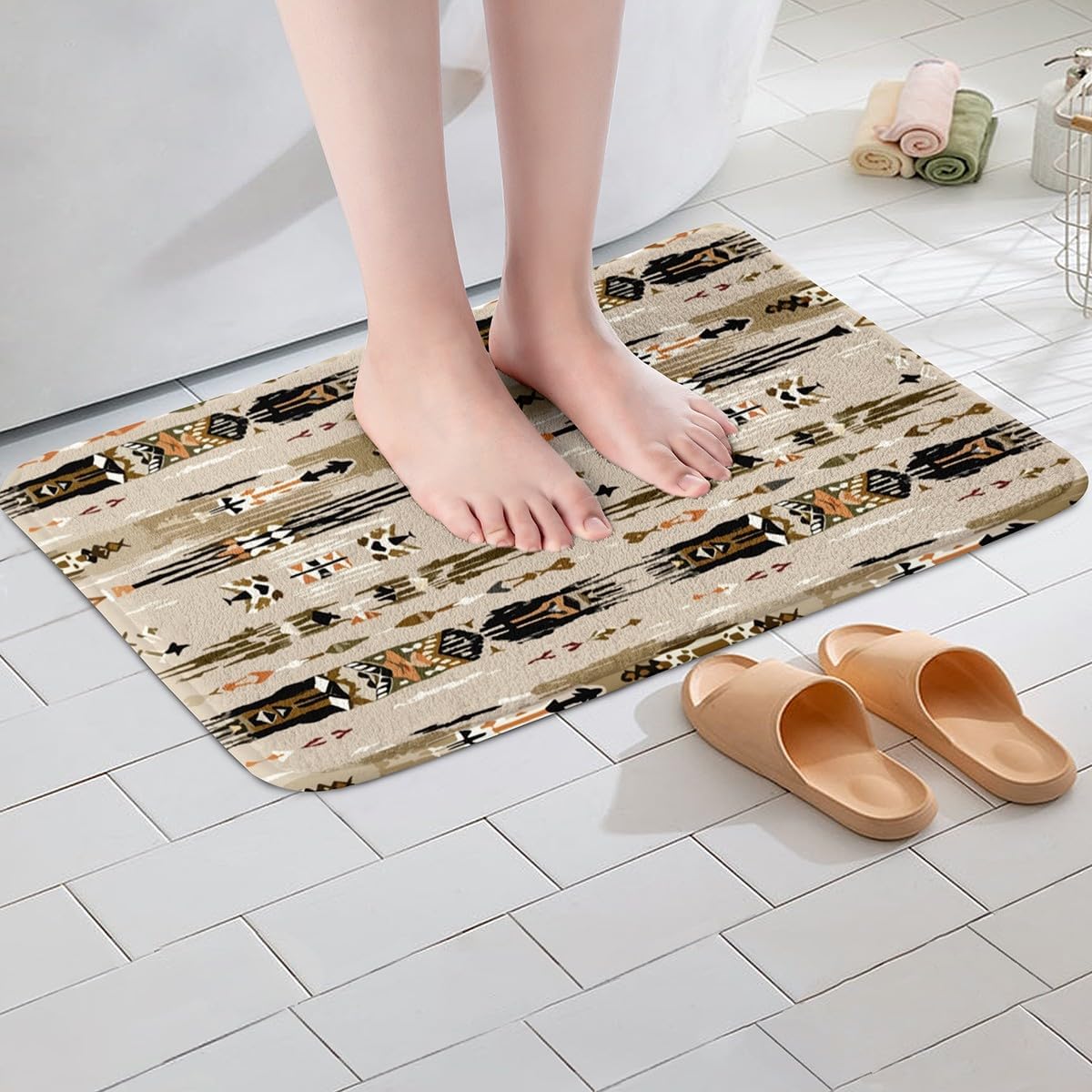 Western Style Bath Mat 16x24 Geometric Aztec Rug