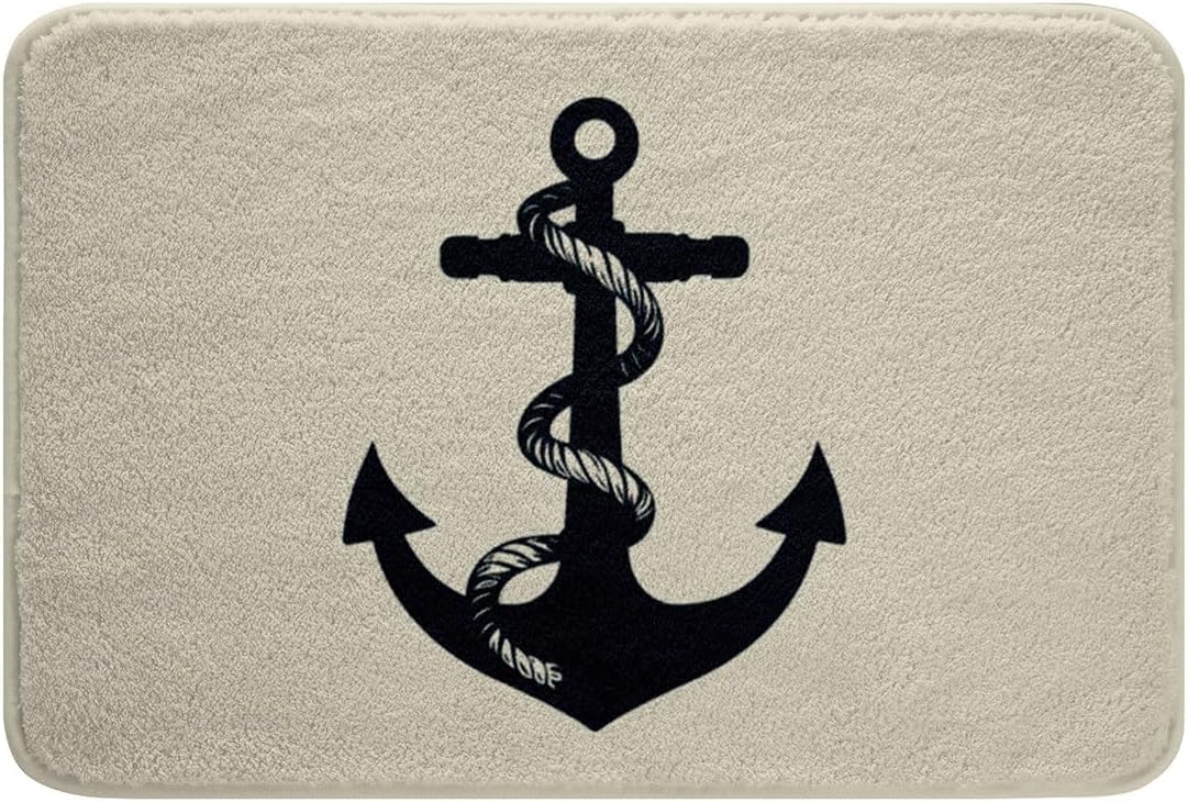 Jejeloiu Anchor Decor Bathroom Rug 16x24 Nautical Themed