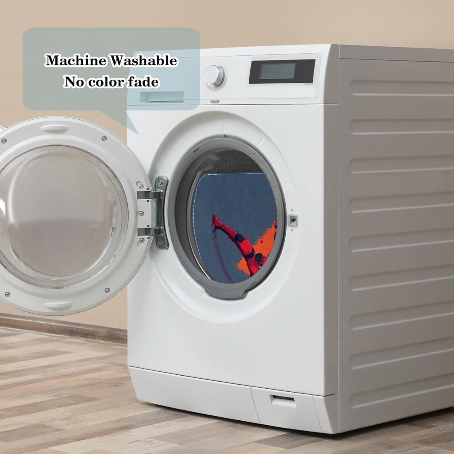 Deadpool Themed Polyester Bath Rug - Machine Washable