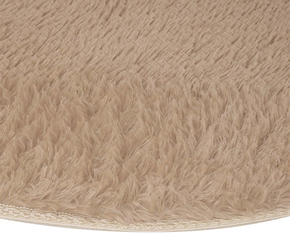 Scceatti Fluffy Boho Bath Rug 32x32 Khaki