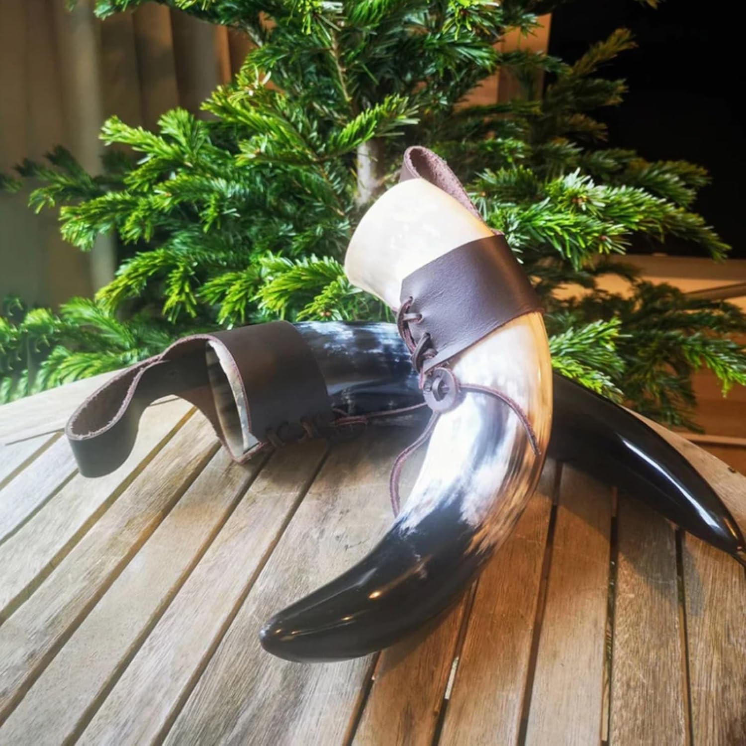 FeiYeup Leather Horn Cup Holder with Adjustable Belt 1