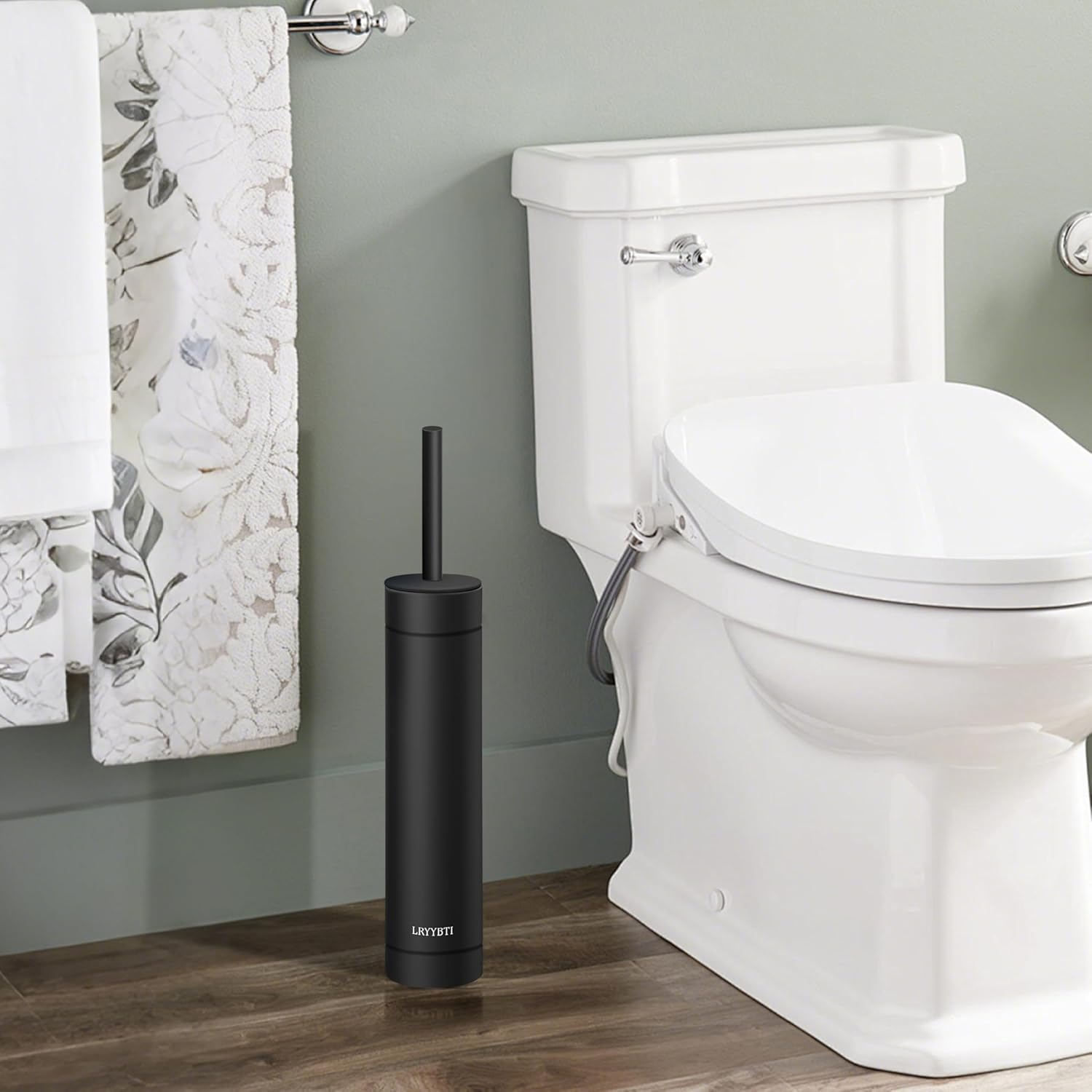 304 Stainless Steel Toilet Brush with Holder and 2 Bristle Heads 1