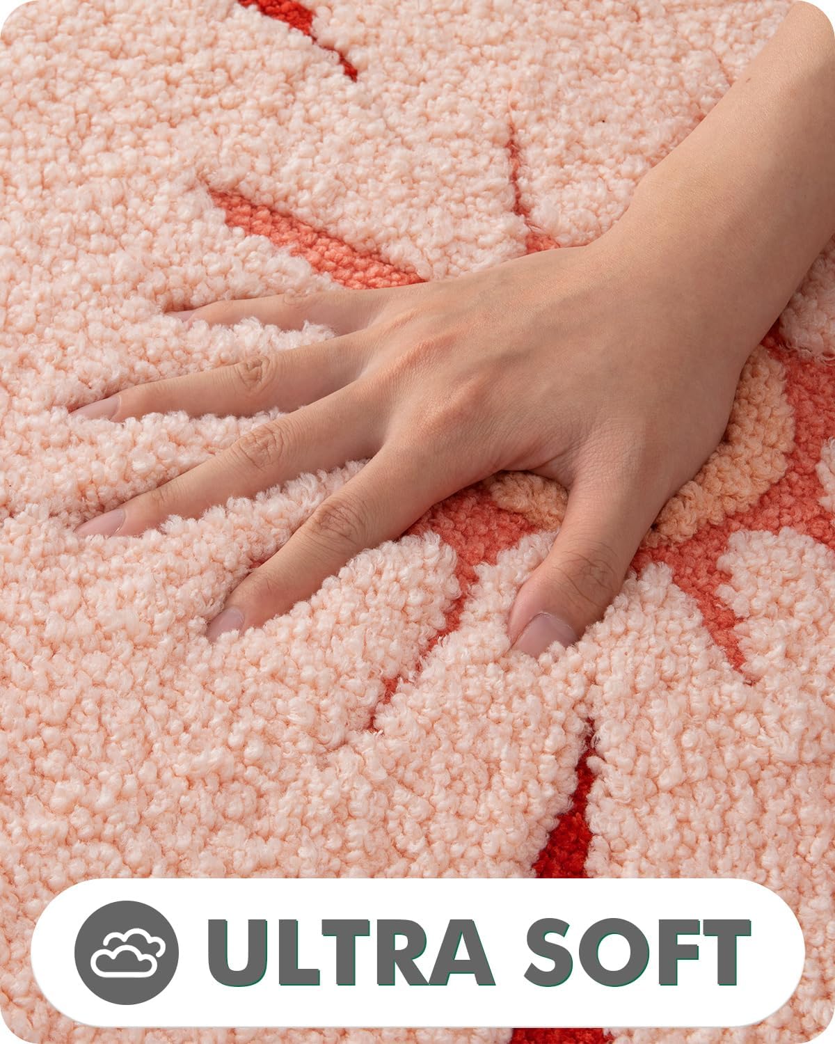 LUMI Flower Bath Rug Soft Plush Red 20x32 Non-Slip
