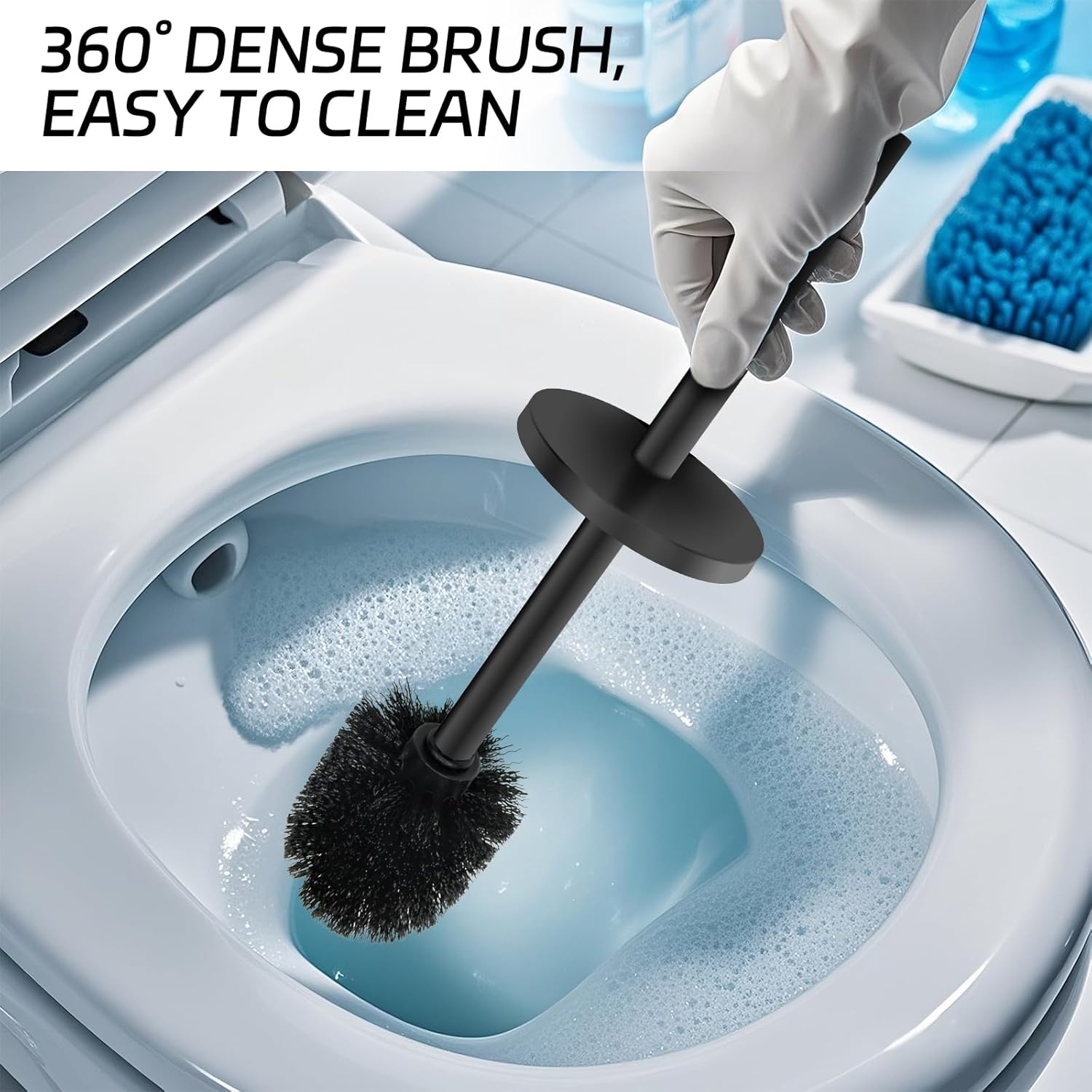 ZGELIN Stainless Steel Toilet Brush with Holder 1 Black