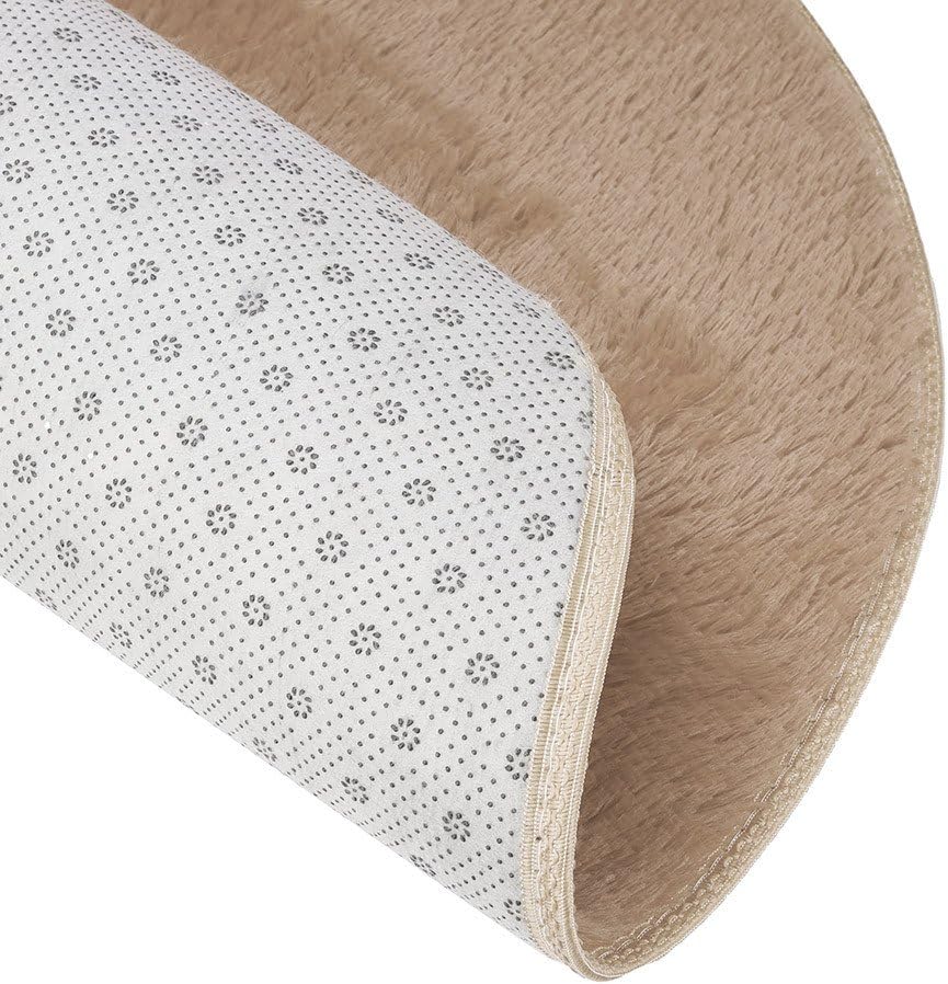 Scceatti Fluffy Boho Bath Rug 32x32 Khaki