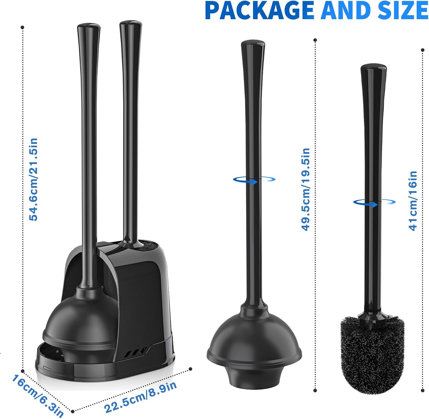 LOVLOY 3PCS Toilet Plunger and Brush Set 1