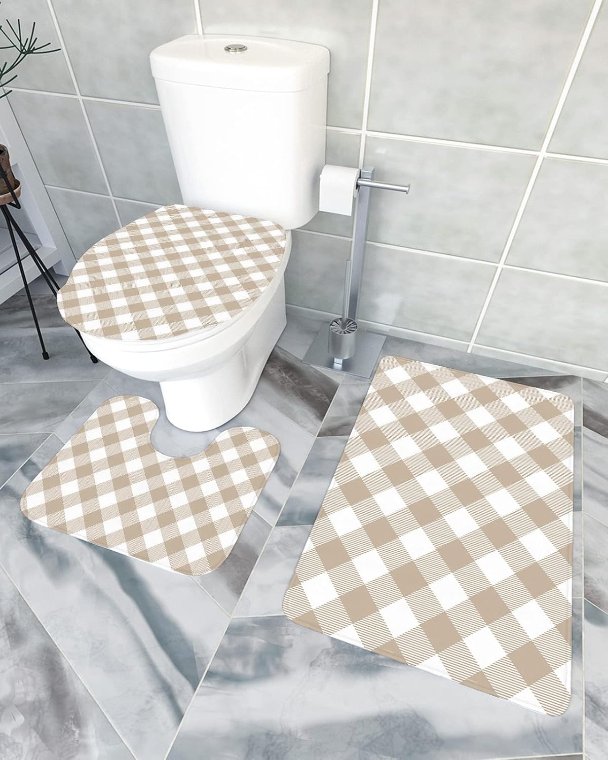 YESOF66 3 Piece Bathroom Rug Set with Non-Slip Padding 1