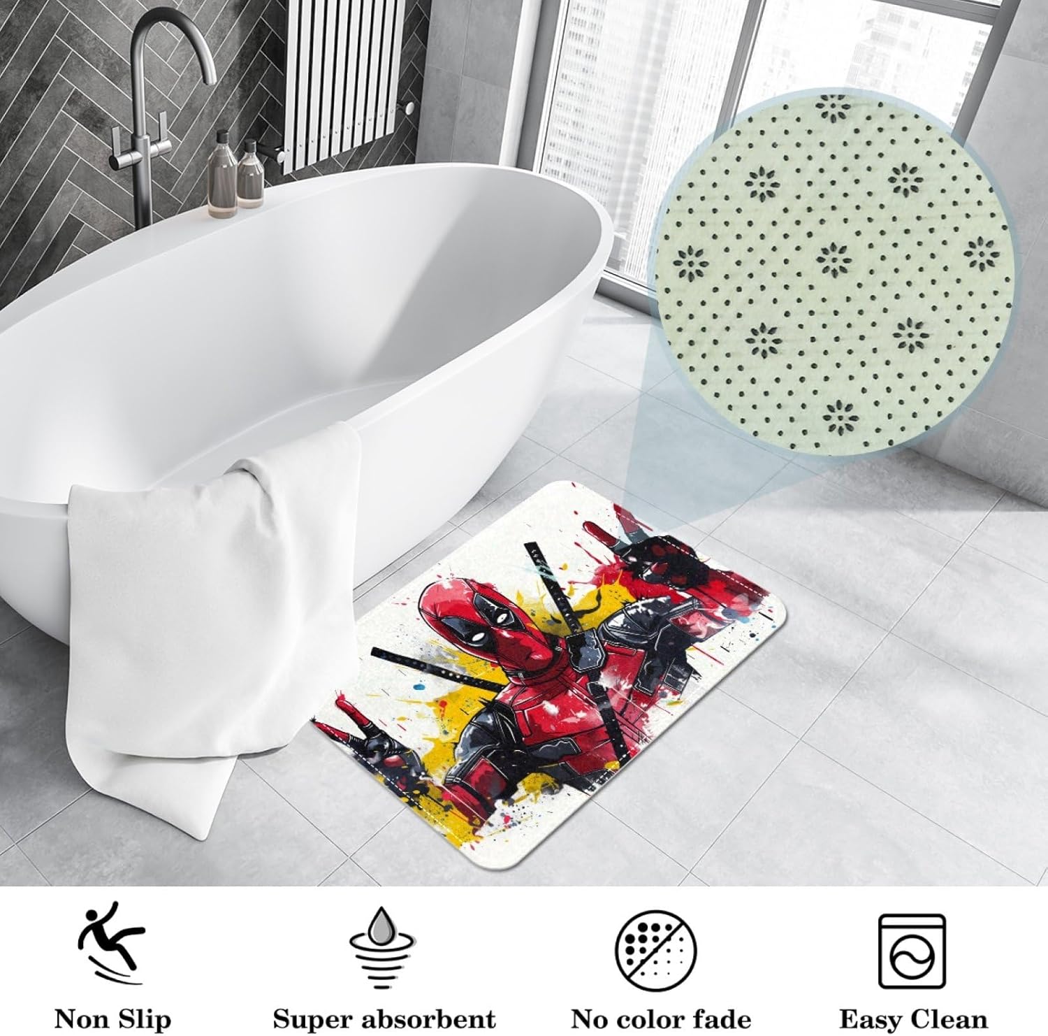 Deadpool Soft Polyester Door Mat Bath Rug Office Rug - 60x40cm