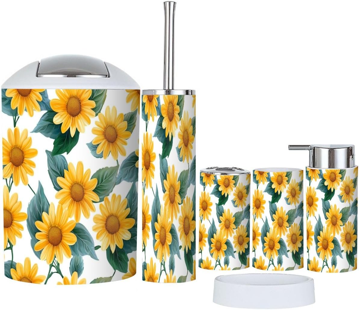 Boho Sunflower Bathroom Accessories Set 6 Piece