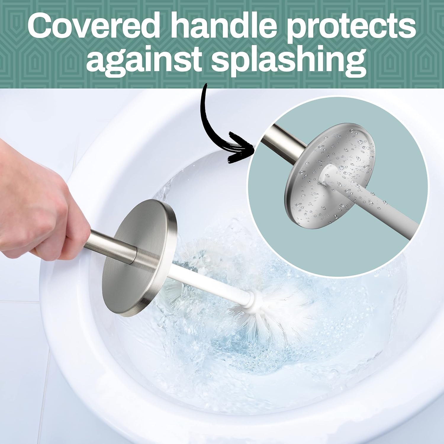Home Intuition Modern Brushed Stainless Steel Toilet Brush Holder Set 2 Pack