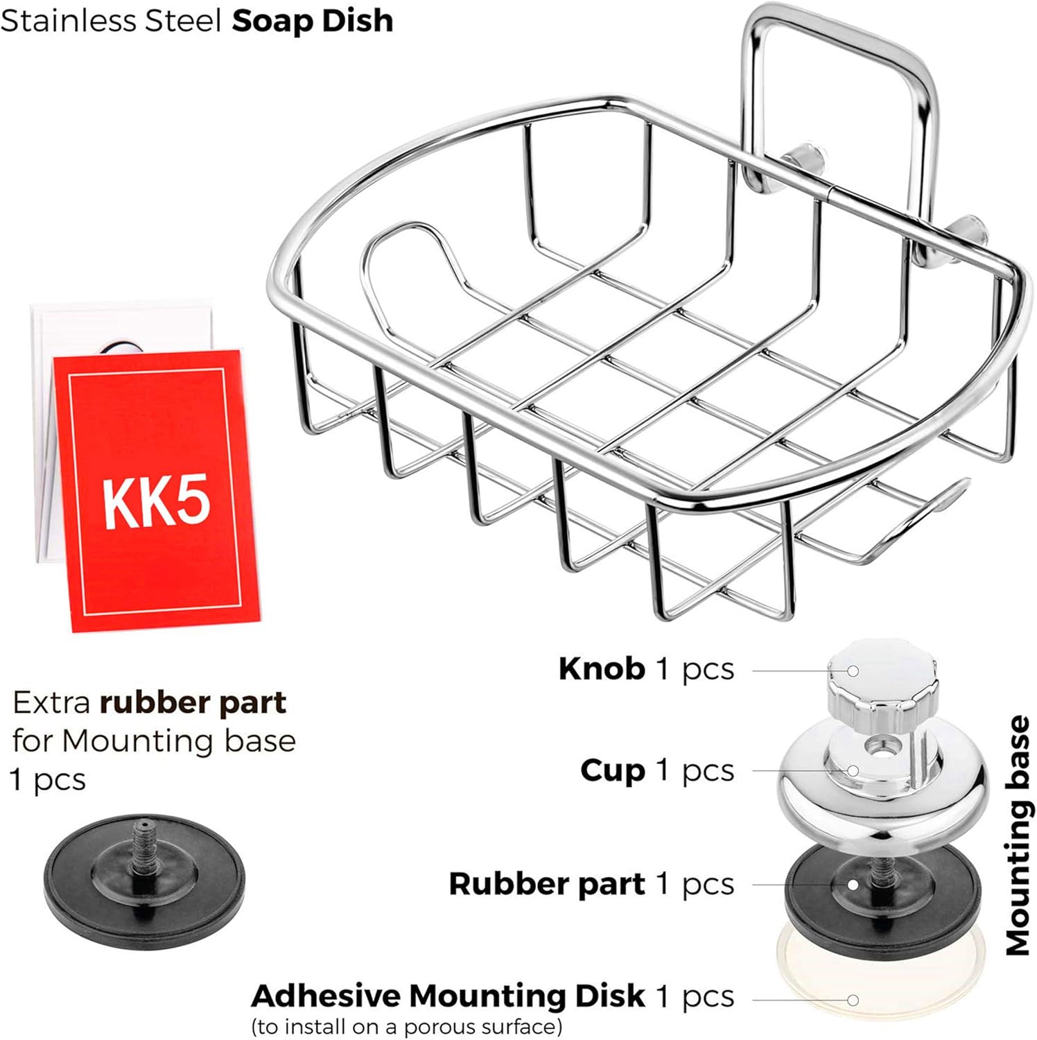 KK5 Suction Shower Caddy - 3M Mounting Discs Included