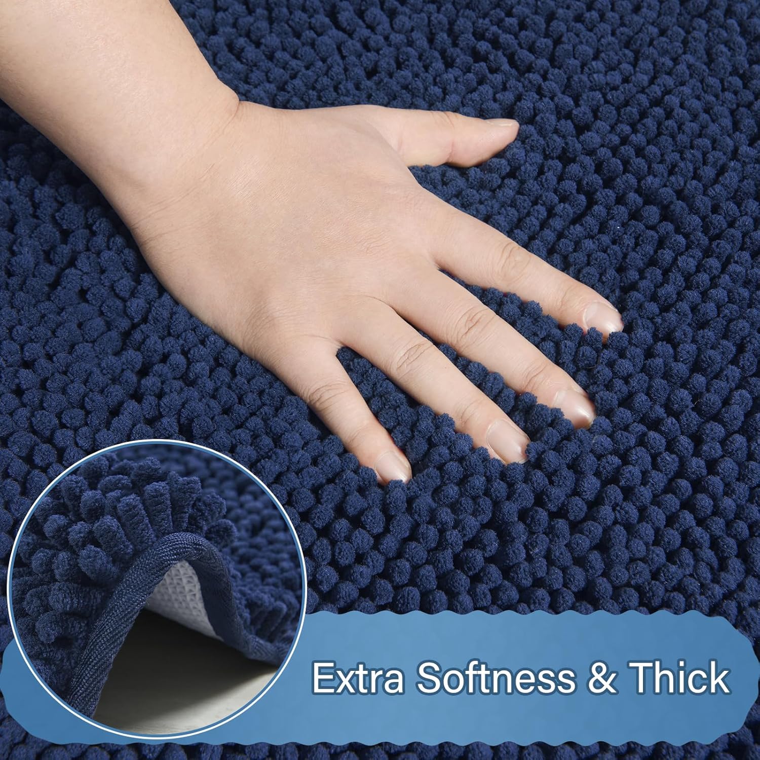 AROGAN 2 Piece Bath Rug Set - Navy Blue
