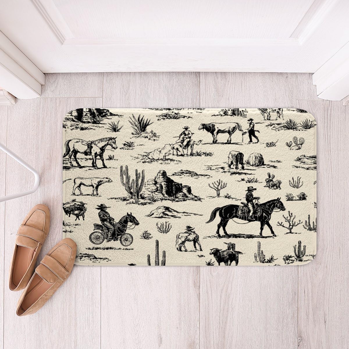 RezsoyeN Wild West Bath Rug 16 x 24 Inches Non Slip Beige