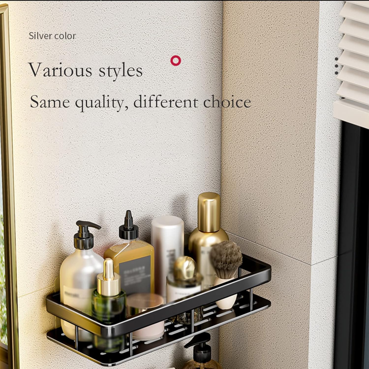 Shower Caddy With Hooks - Metal Organizer No Drilling 2 Tier Storage for Bathroom Kitchen