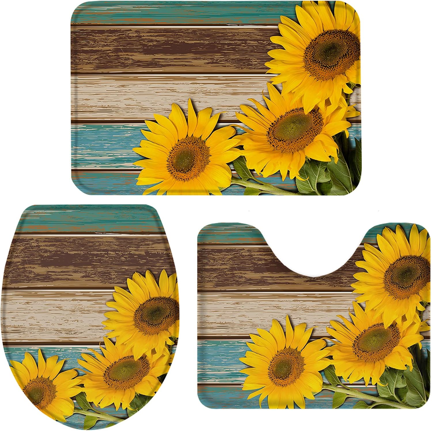 YESOF66 3 Piece Bath Rug Set with Non-Slip Design 1