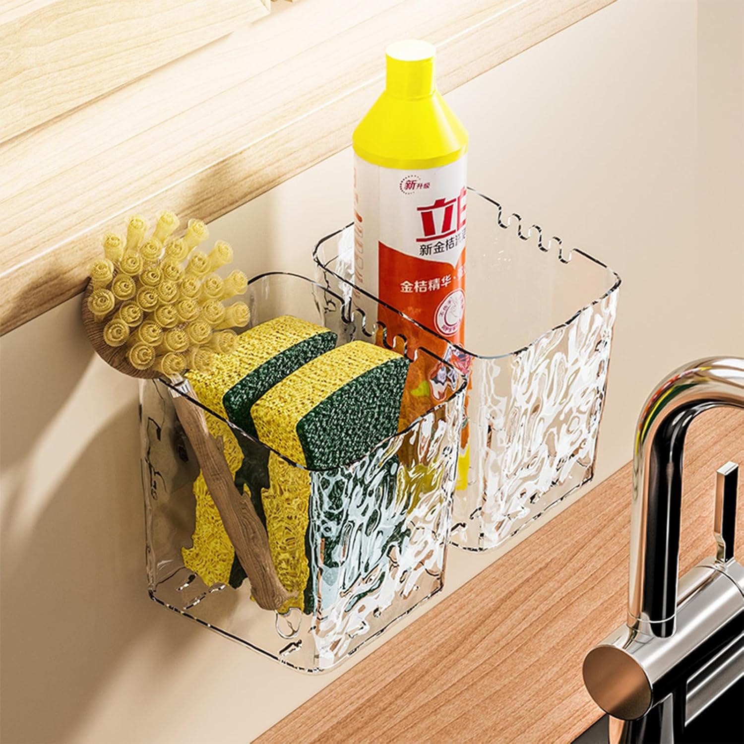 Lae Nuvole Clear-Small Wall Mounted Shower Caddy Organizer 2 Pack