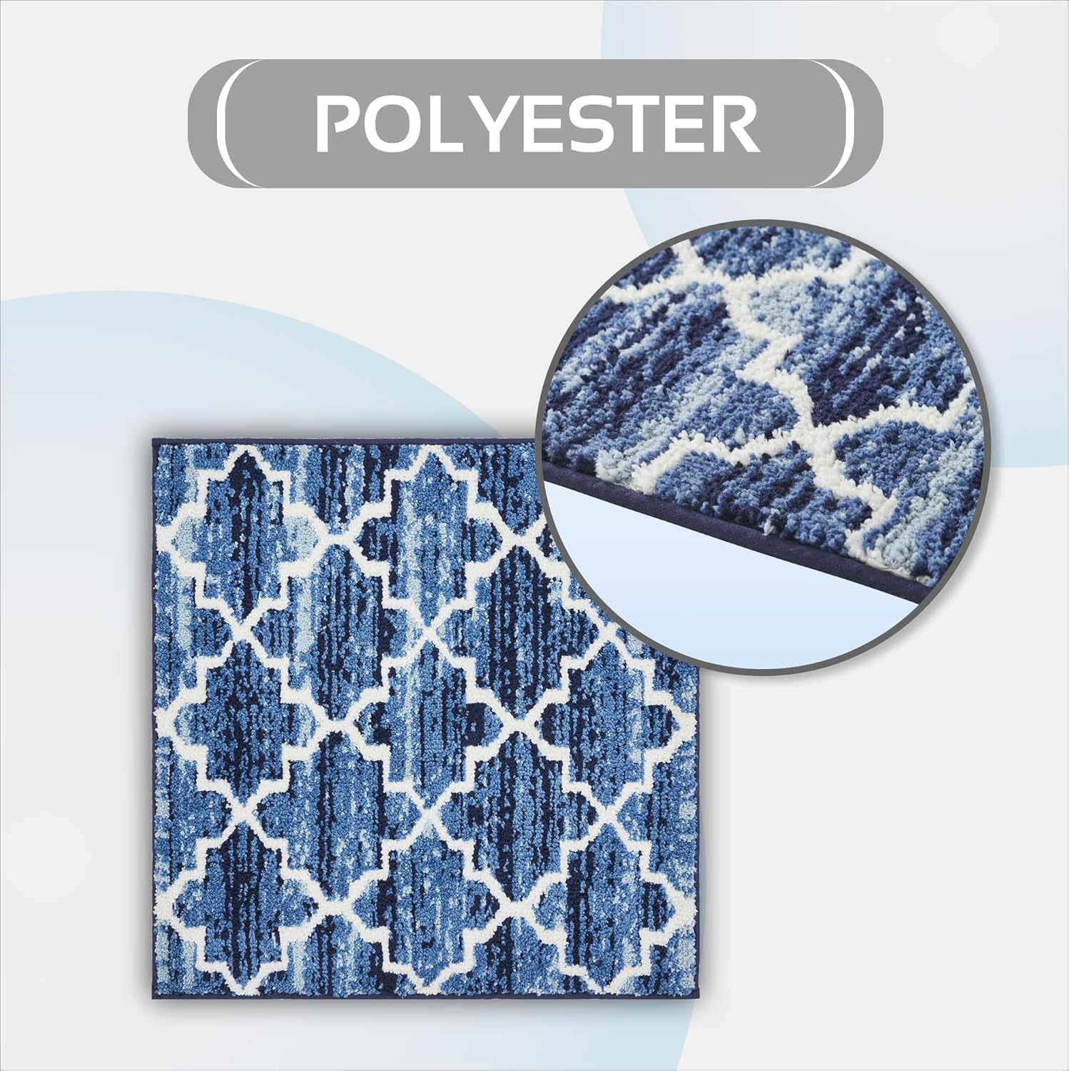 Better Trends Savio Blue Square Bath Mat - Non Slip Washable