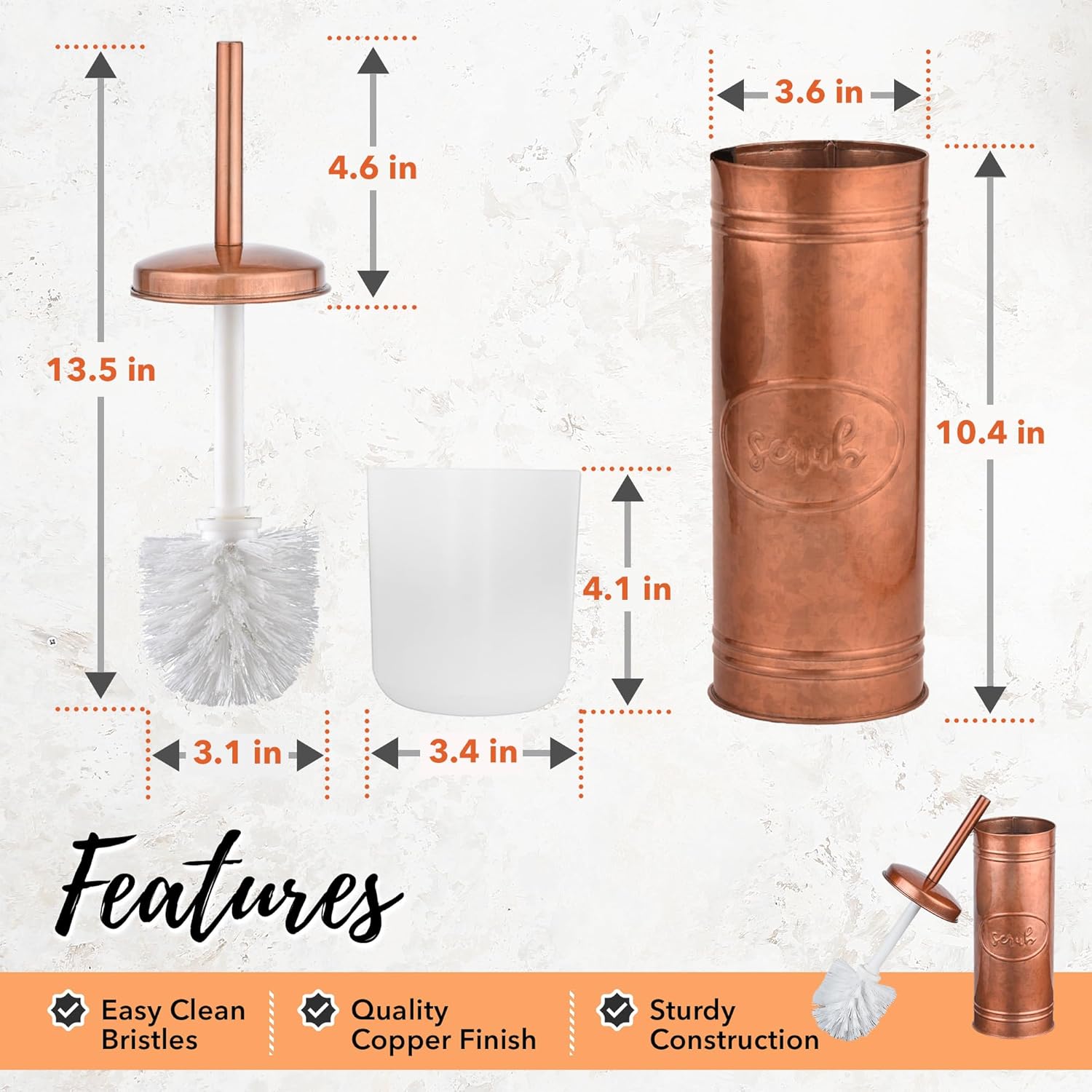Autumn Alley Copper Toilet Brush and Holder Set
