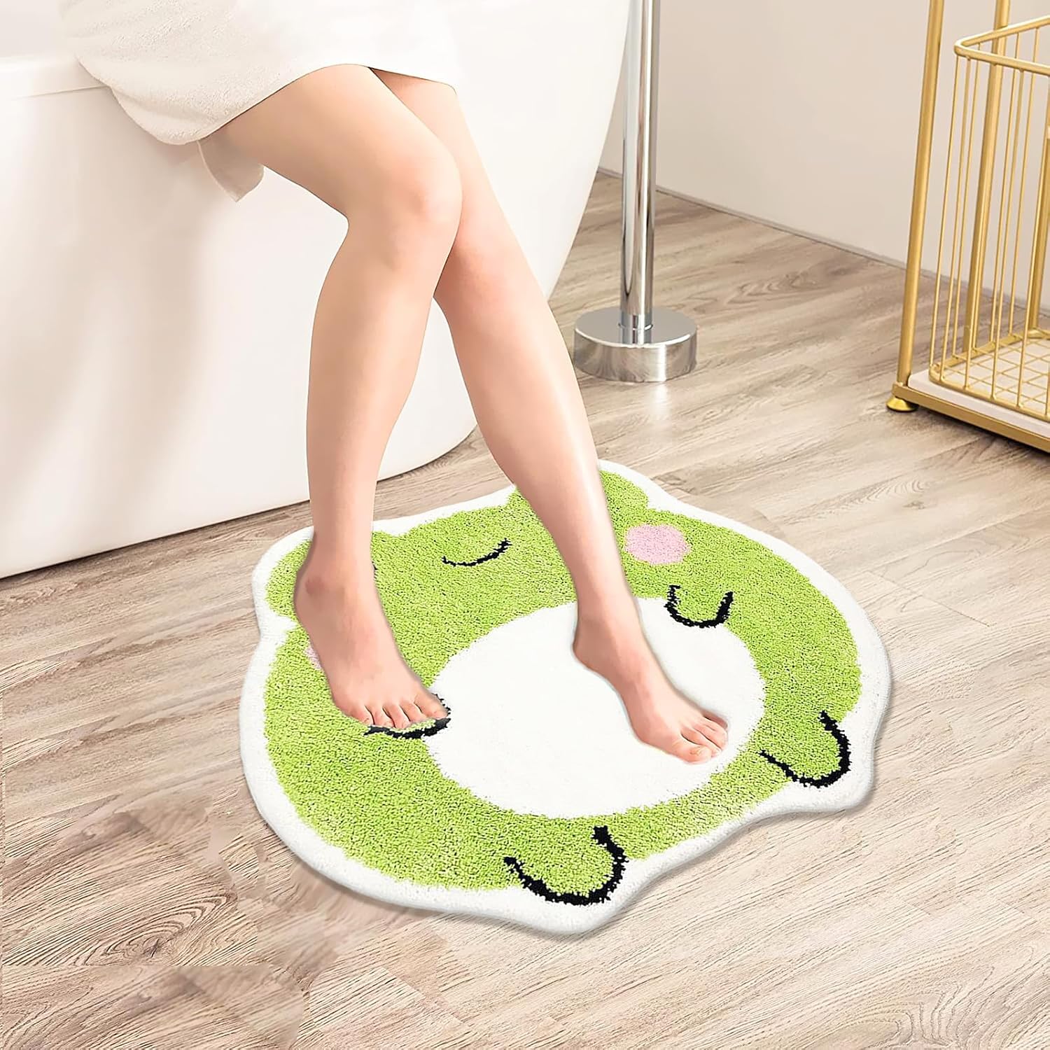 UKELEL Cute Frog Shape Bath Mat for Kids