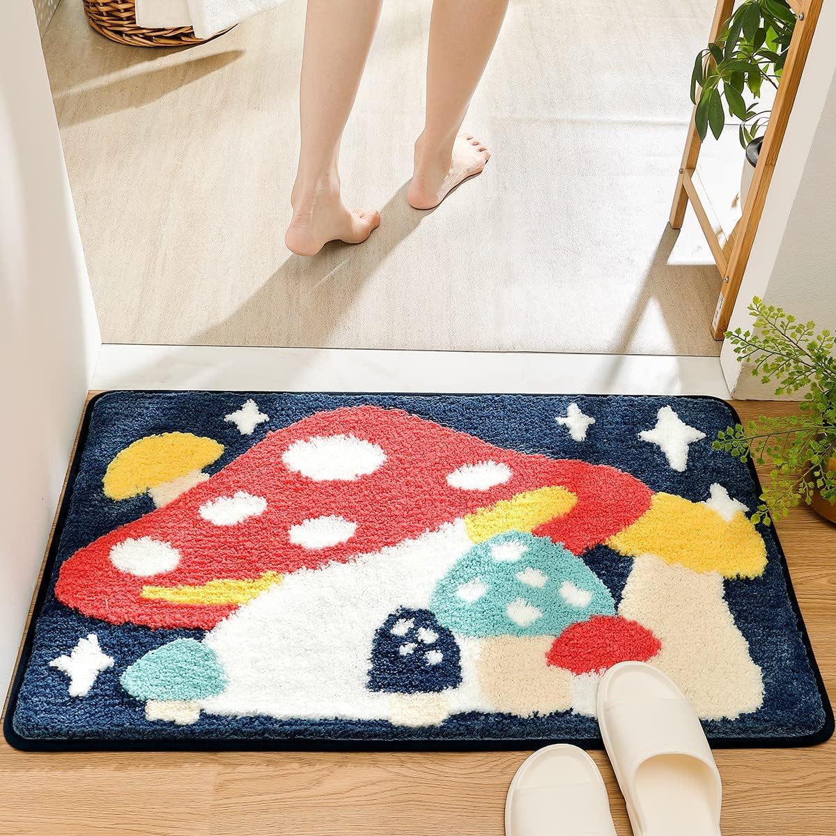 Molesun Mushroom Bath Mat 16x24 Non-Slip Microfiber Rug