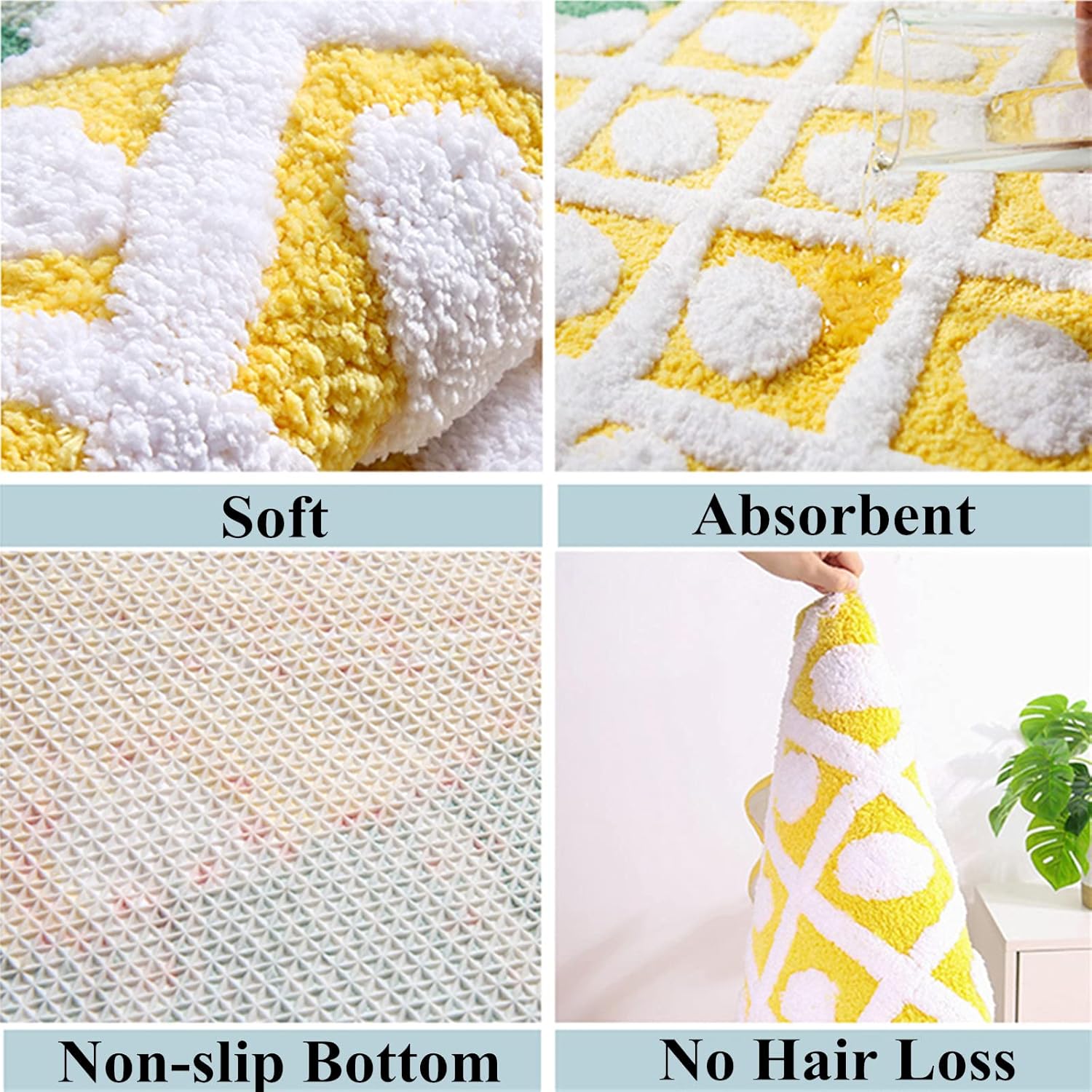 UKELER Cartoon Pineapple Bath Rug for Kids