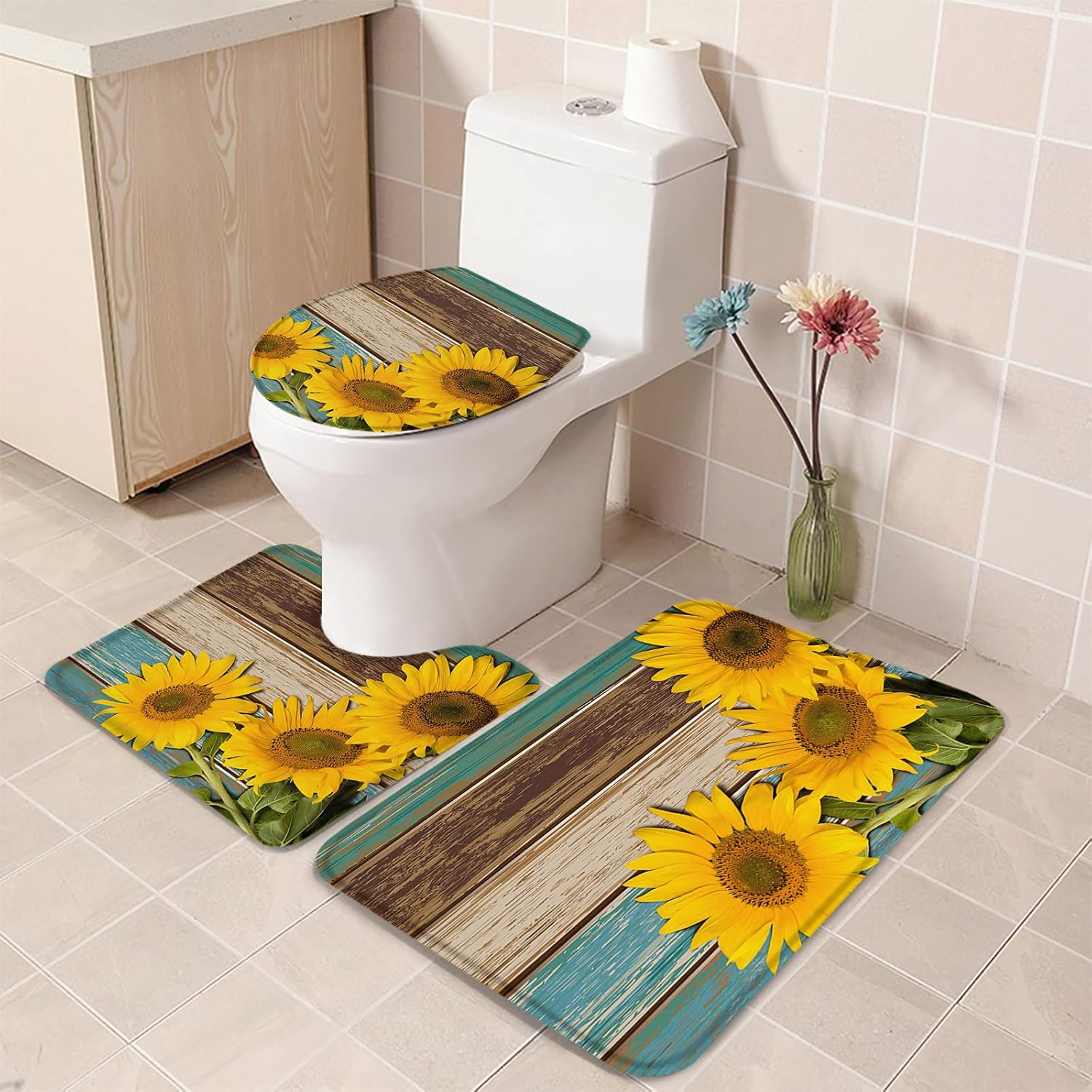 YESOF66 3 Piece Bath Rug Set with Non-Slip Design 1