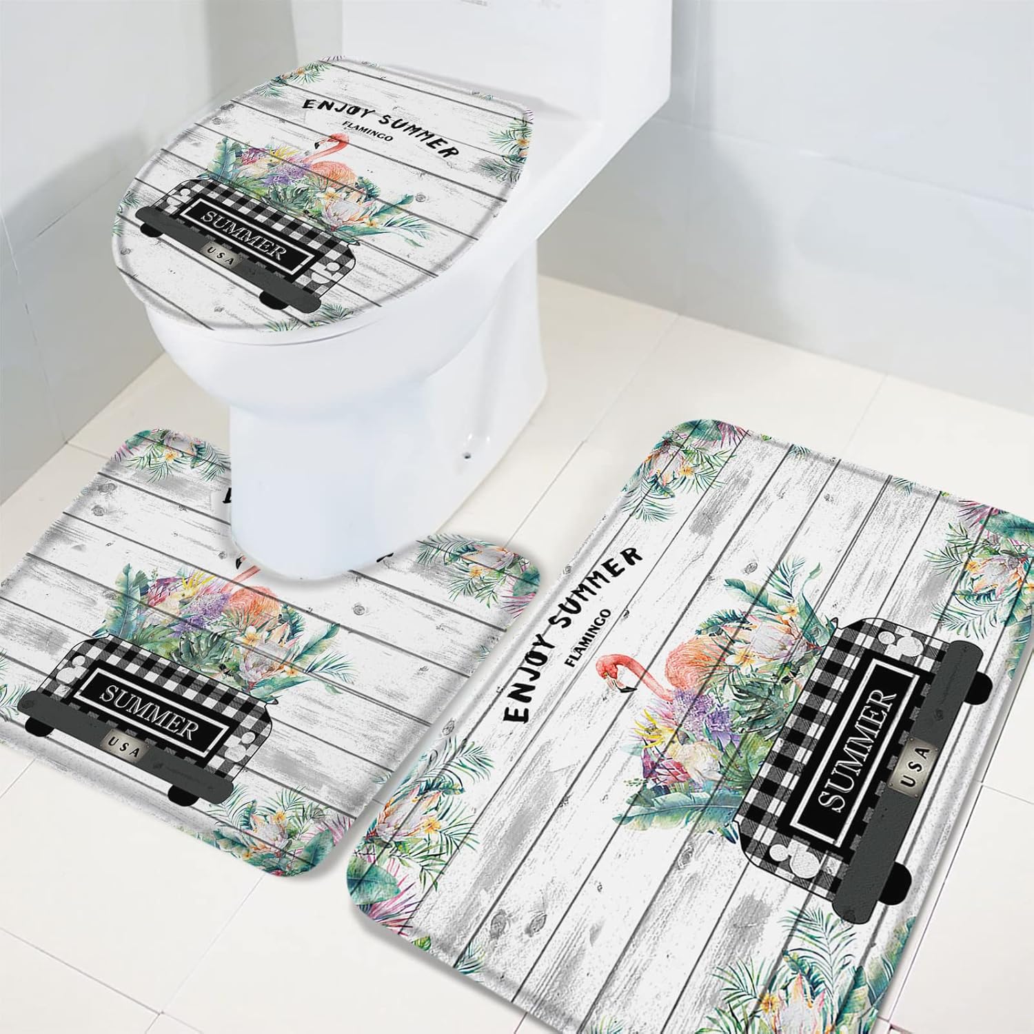 YESOF66 3 Piece Bathroom Rugs Set with Non-Slip Dots