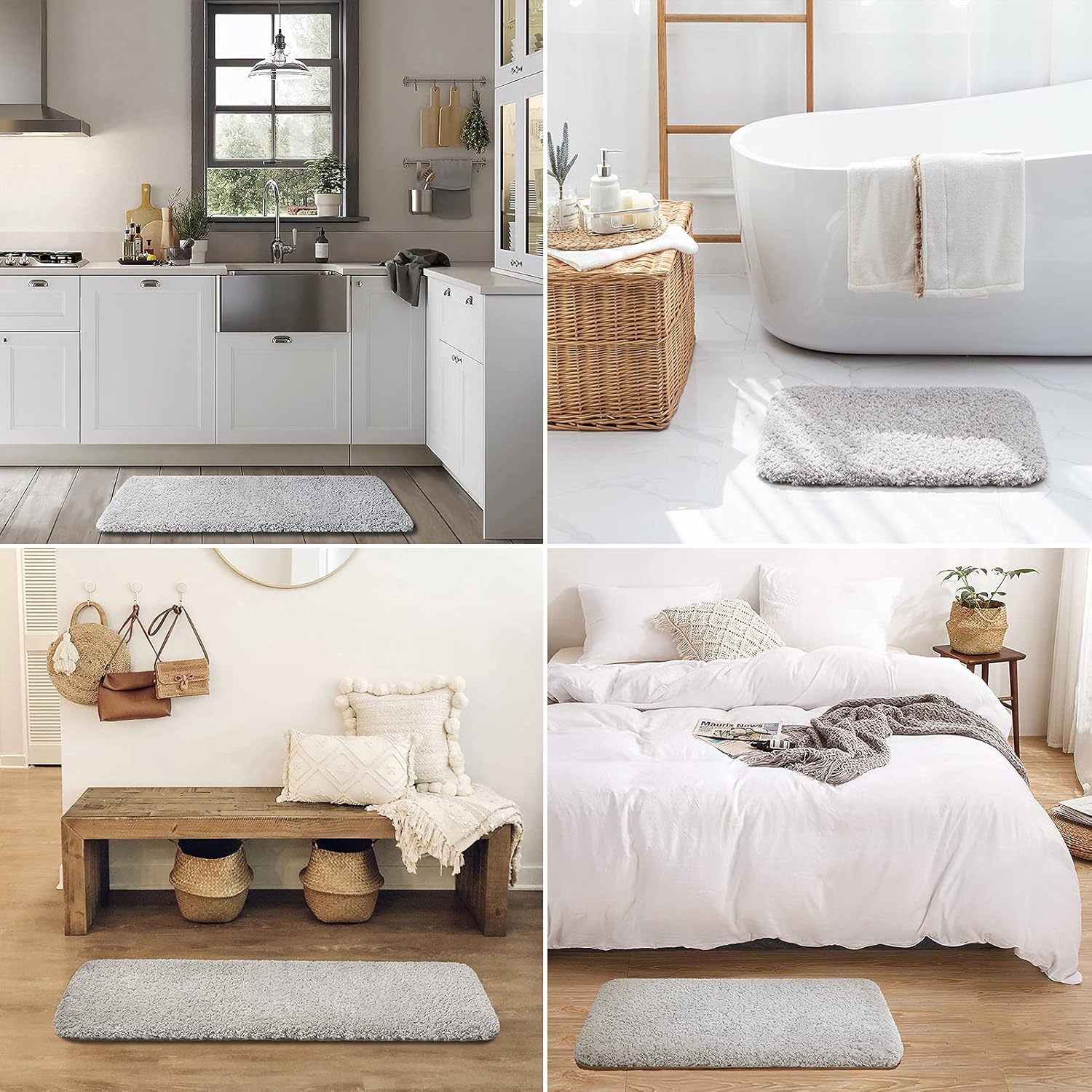 Ashler Grey Bath Rugs Set of 2 17x24 20x32 Inches