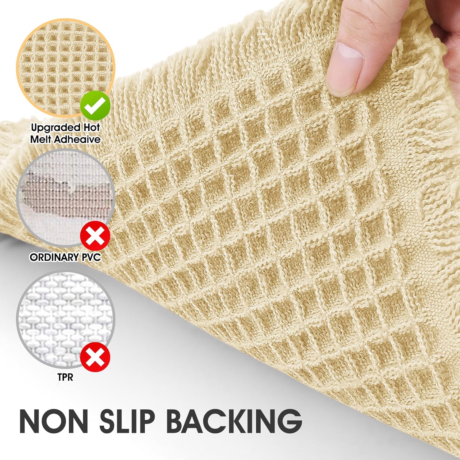 IM HOME Waffle Bath Mat Light Beige 32x20