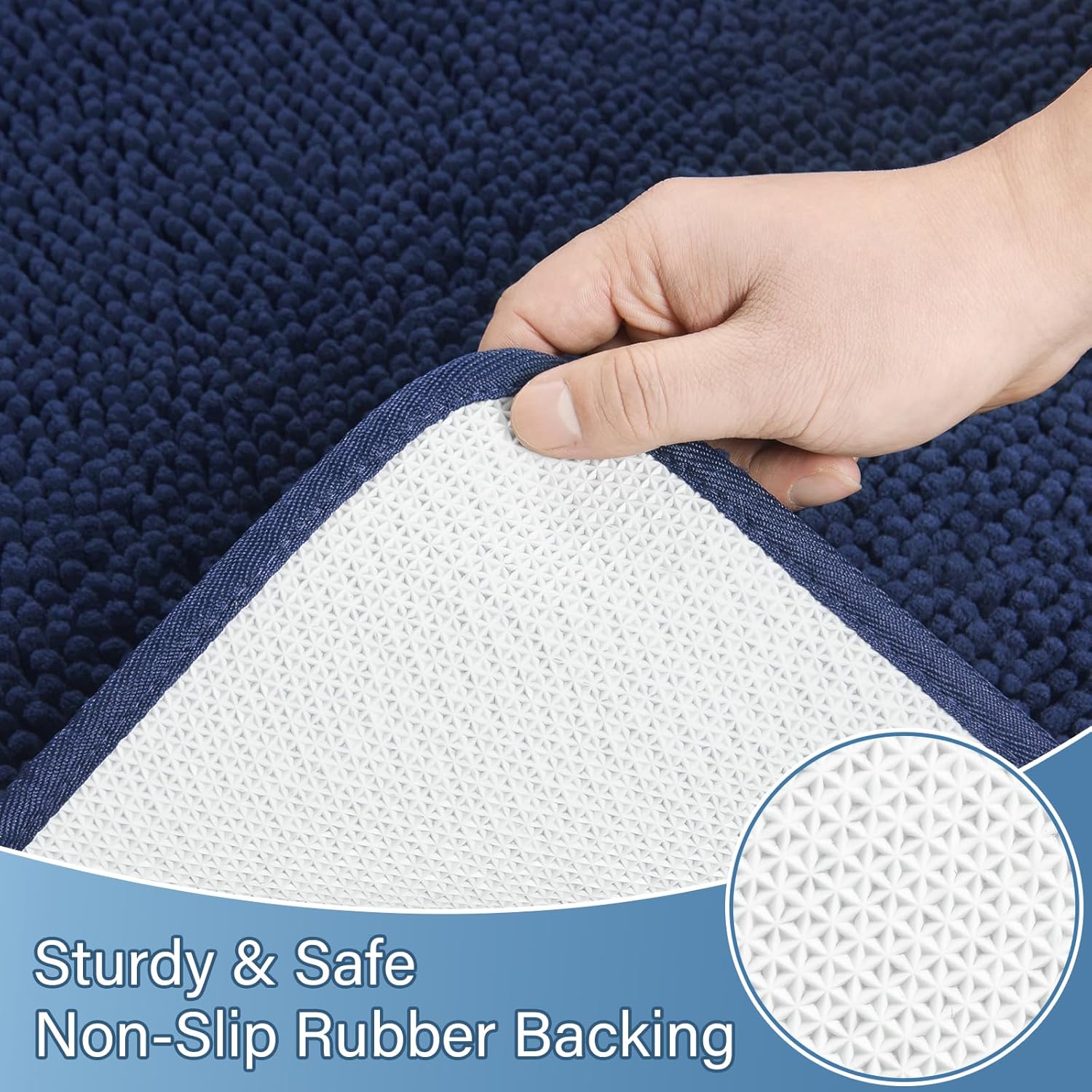 AROGAN 2 Piece Bath Rug Set - Navy Blue